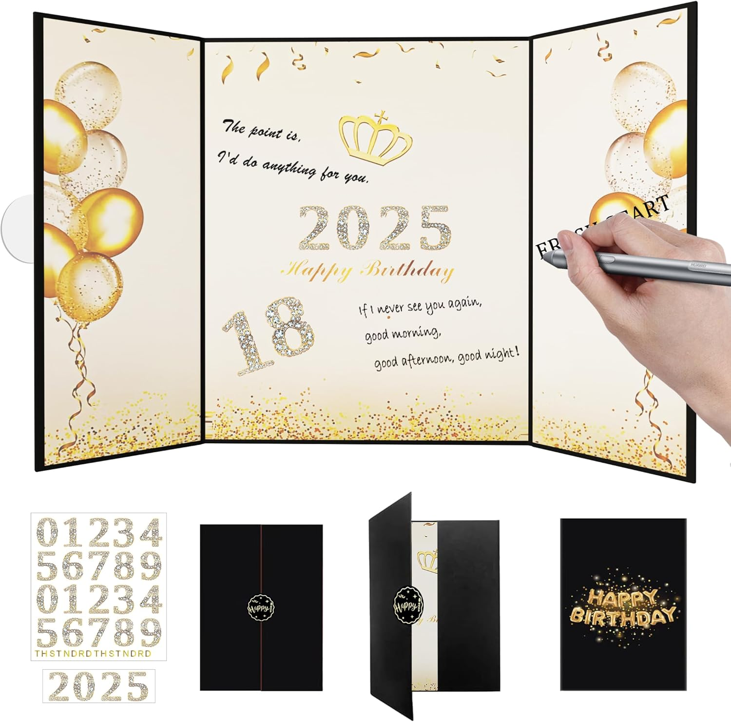 ZSYTZL Black Gold Happy Birthday Decorations Party Decorations Birthday Card Birthday Guest Book,Happy Birthday Signature Guest Book Party Supplies for Men Women Suitable for All Ages Birthday Gifts image number 5