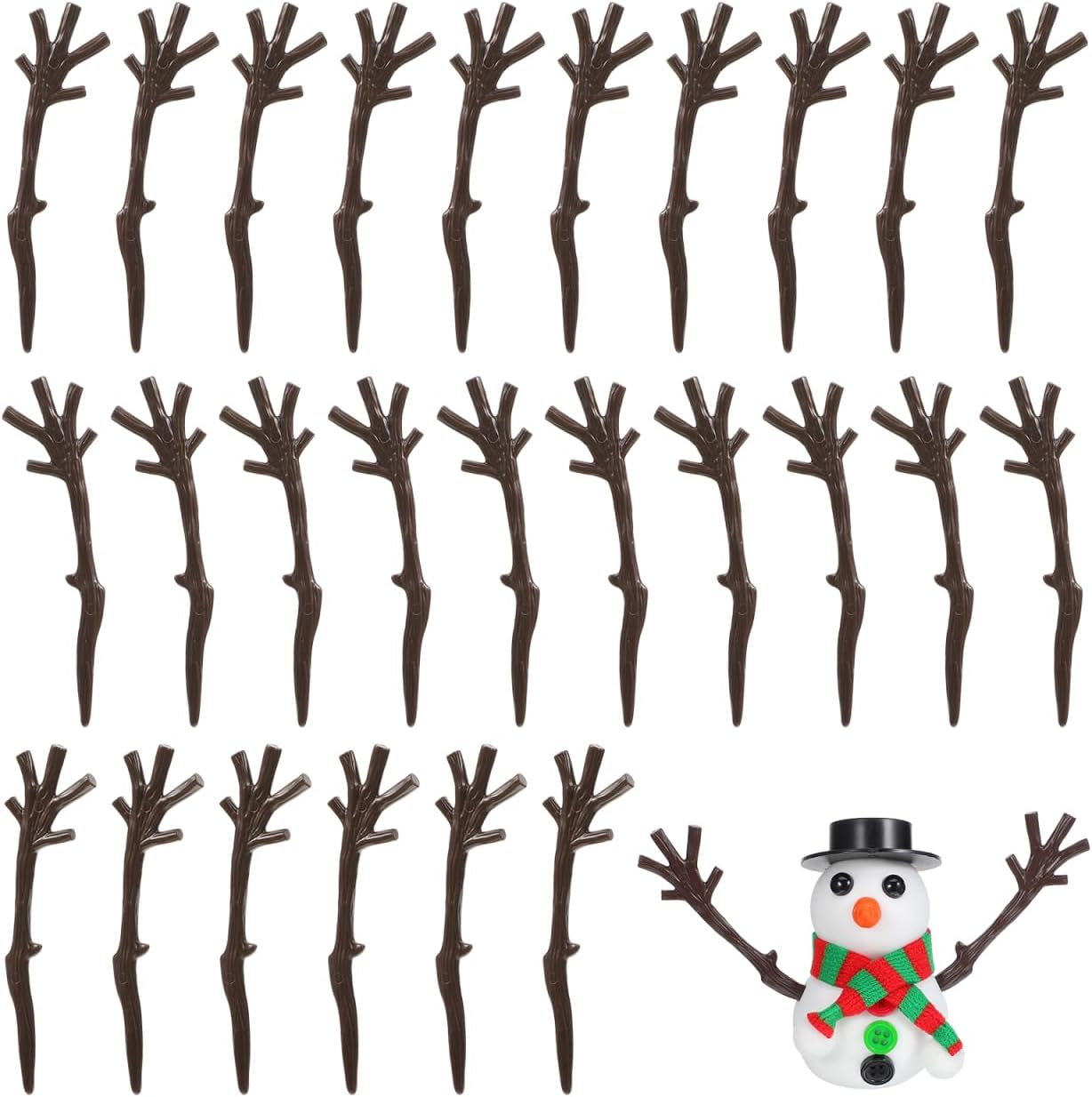 Abaodam 100Pcs Mini Plastic Snowman Hand Antler Shaped Tree Branch Snowman Crafts Kit for Party Favors Winter Xmas DIY Crafts Sewing image number 2