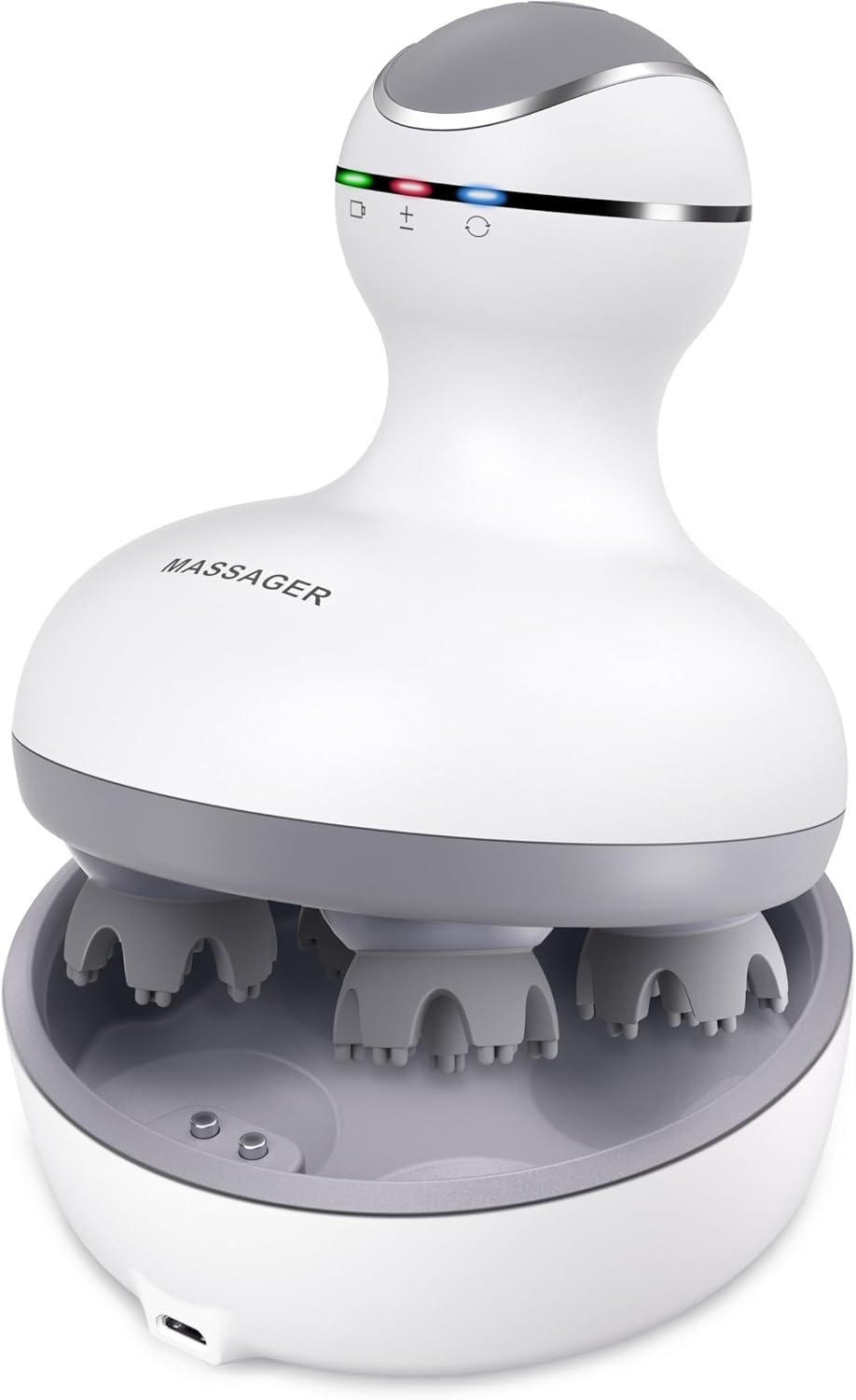 Electric Scalp Head Massager, Handheld Portable Waterproof Head Scratcher Massager with 4 Heads 84 Nodes Gifts Idea for Hair Growth, Deep Clean & Stress Release Massage image number 5