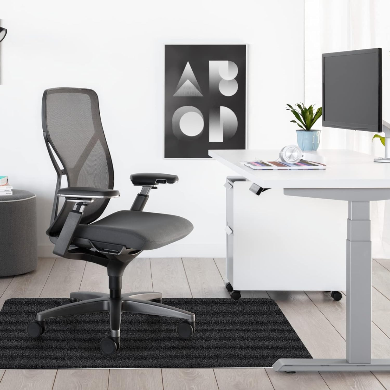 Sycoodeal Office Chair Mat for Hardwood/ Tile Floor,Computer Gaming Chair Mat,Large Floor Protector Rug,Anti-Slip,Easy to Clean,Black(48"X36") image number 2