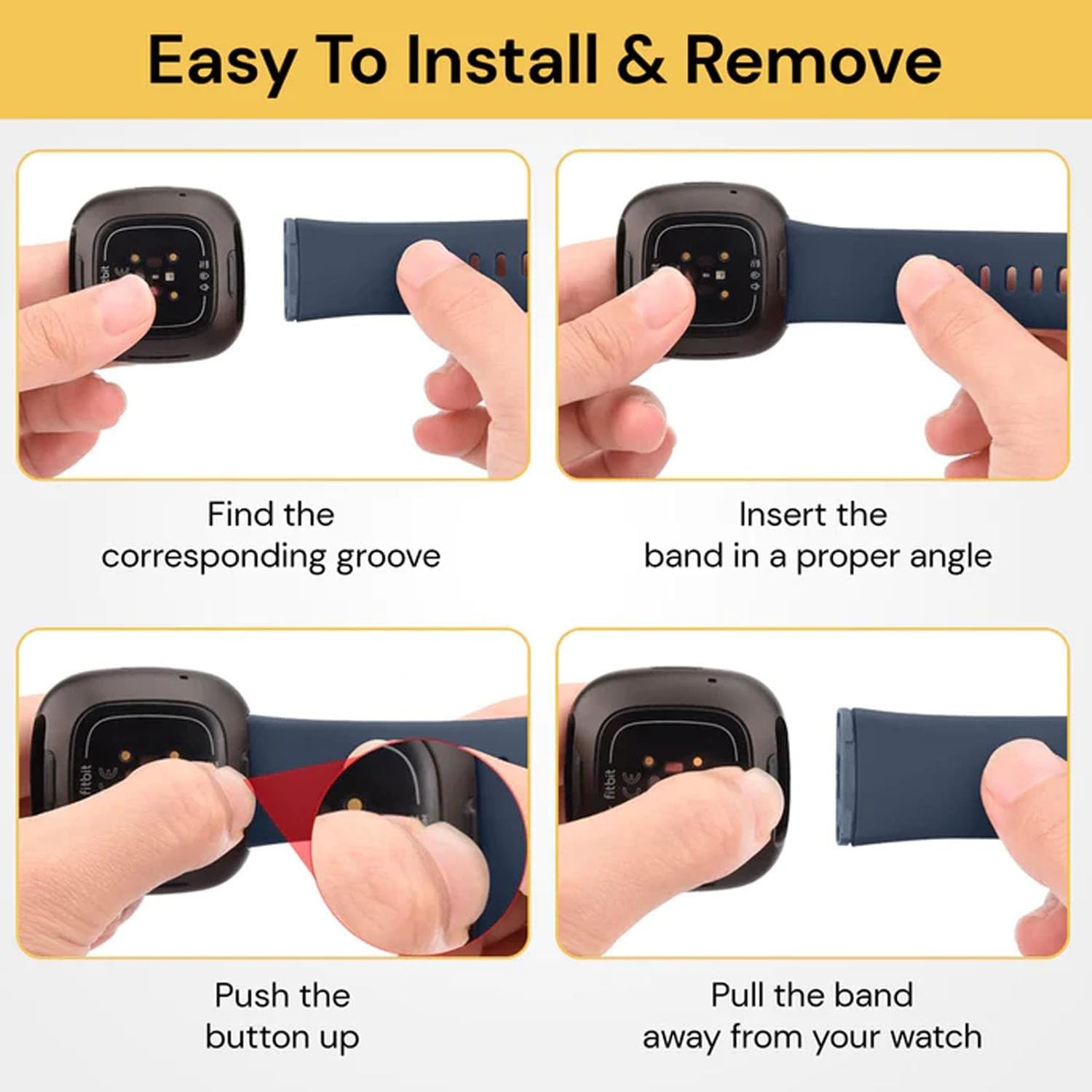 EZONEDEAL Band Strap for Fitbit Versa 3/Sense Strap Replacement Bands in Soft Silicone, Sweat Resistant image number 2