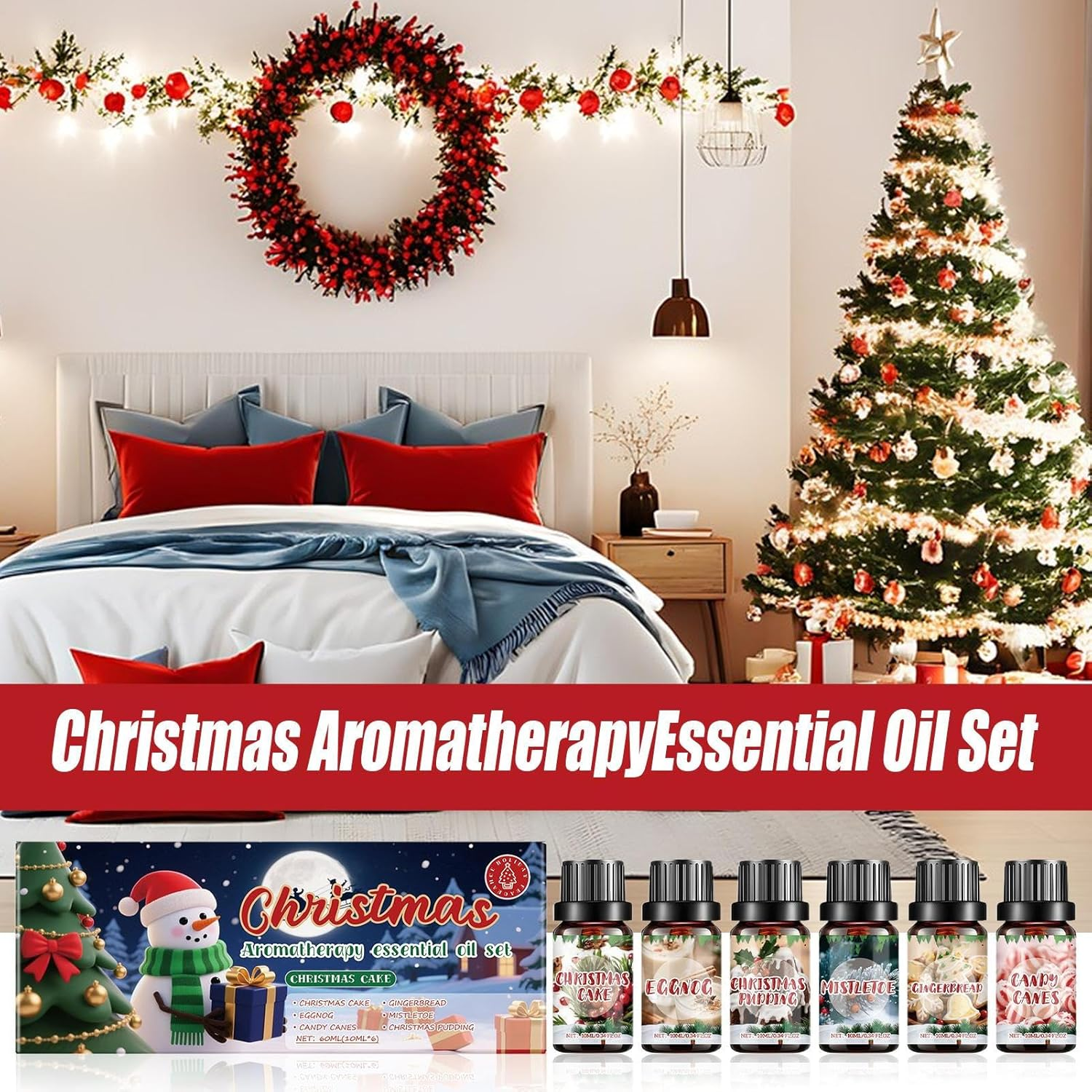 Diffuser Oils Set, 6 Oils Fragrance Christmas Holiday for Diffuser, Environmental Fragrance for Home Office Car Travel image number 3