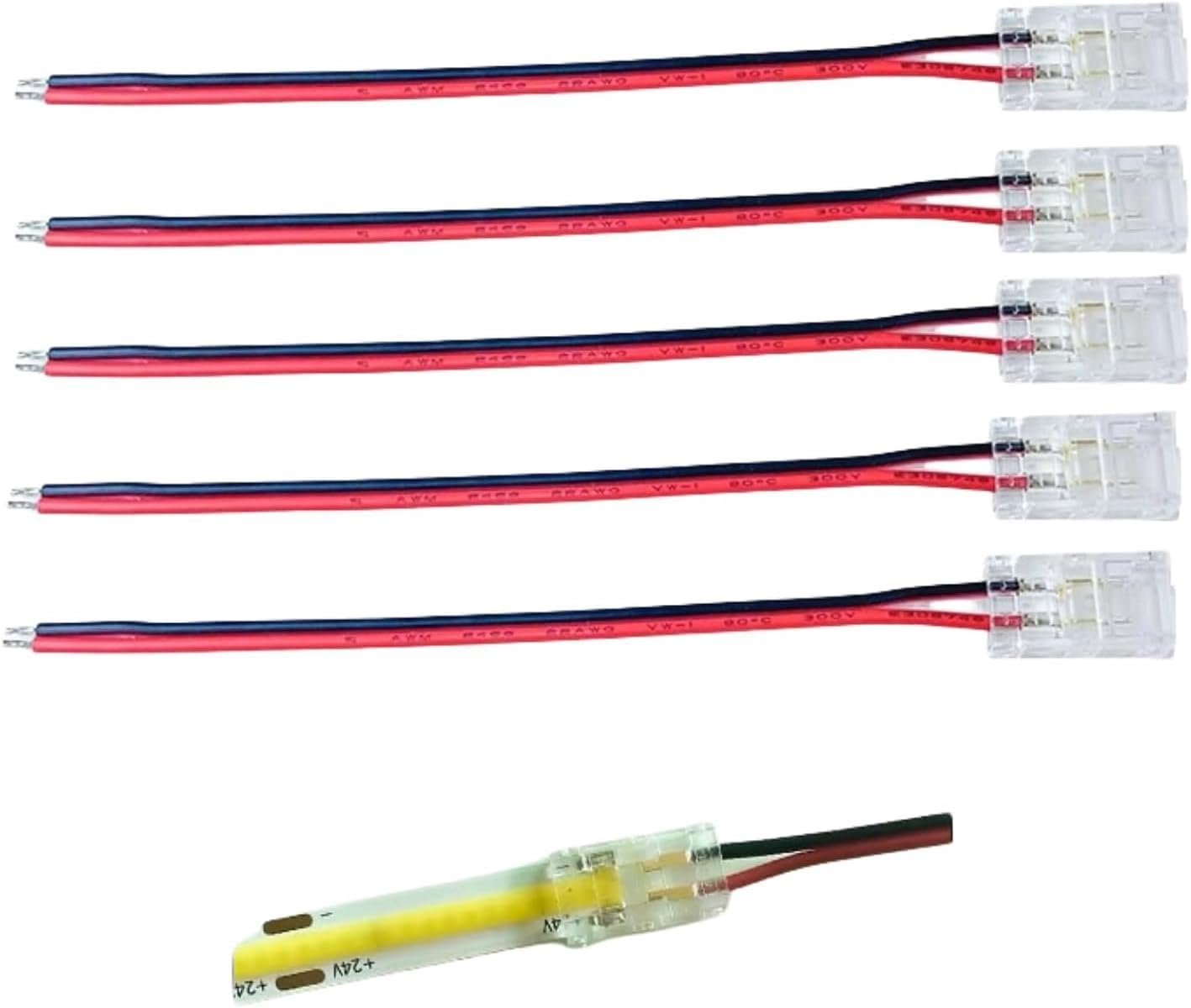 Amefil 2 Pin 5Mm LED COB Ribbon Connector Kit Single Extension with Seamless Connector 5PCS and COB Dual Extension 5PCS image number 4