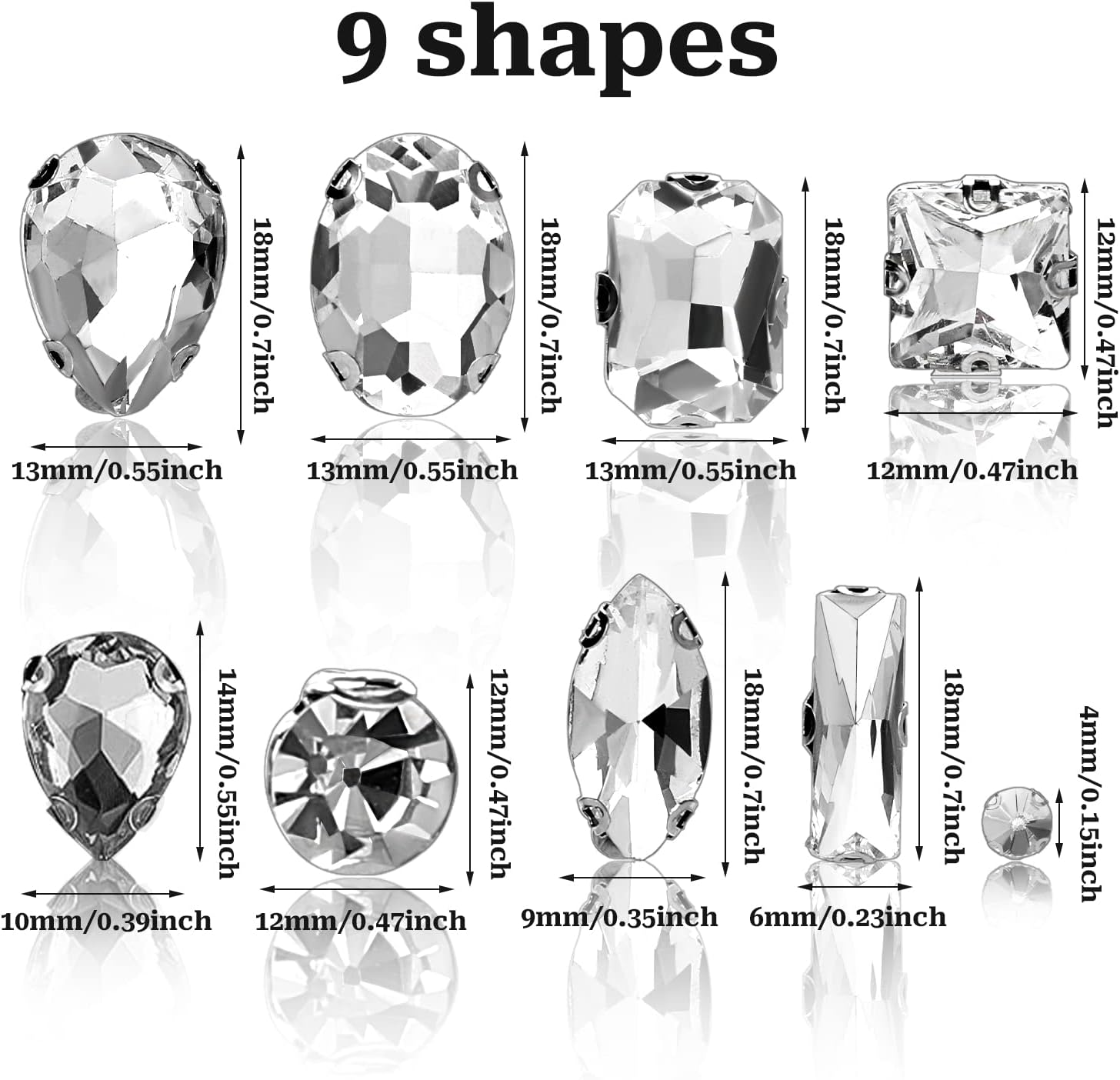 240 Pieces Sew on Rhinestones Glass Sew on Crystal Rhinestones Clear Gems Mix Shapes Metal Flatback Claw Rhinestones Gems for DIY Crafts Clothes Jewelry Making Shoes image number 4
