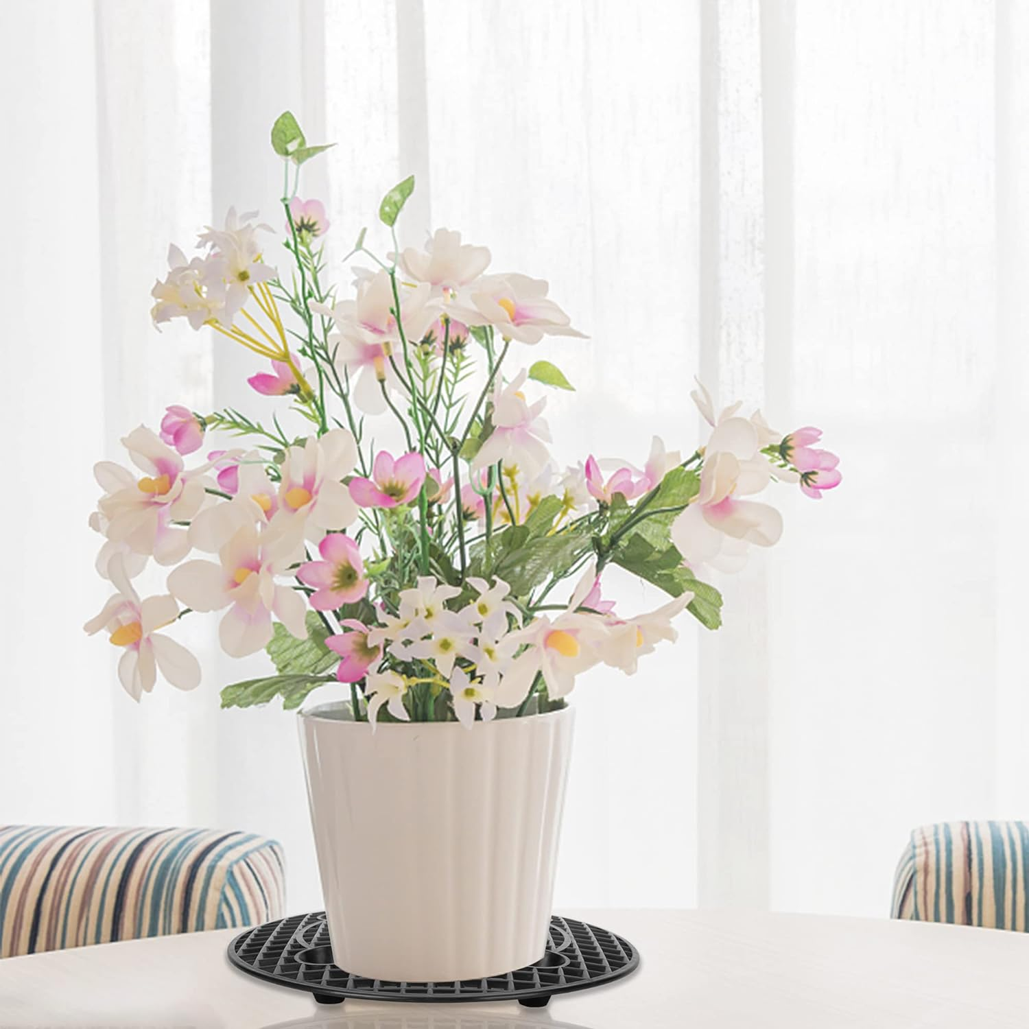 Moonoom 8 Pcs Plants Pot Elevator, 12 Inch Plastic Flower Plant Stands, Portable Patio Planter Holder for Indoor Outdoor Preventing Floor Patio Deck from Damage and Rot image number 1