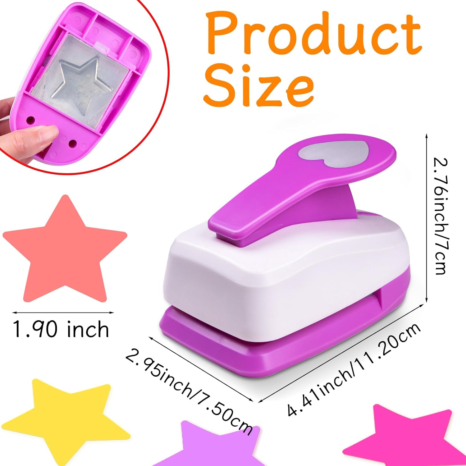 Star Punches for Paper Crafts, Star Hole Punch, Stars Paper Punch, 1.9 Inch Stars Shaped Hole Punches, Craft Cutter Tool for DIY Handmade Crafting Scrapbook Tools Cards Arts Fun Projects image number 3