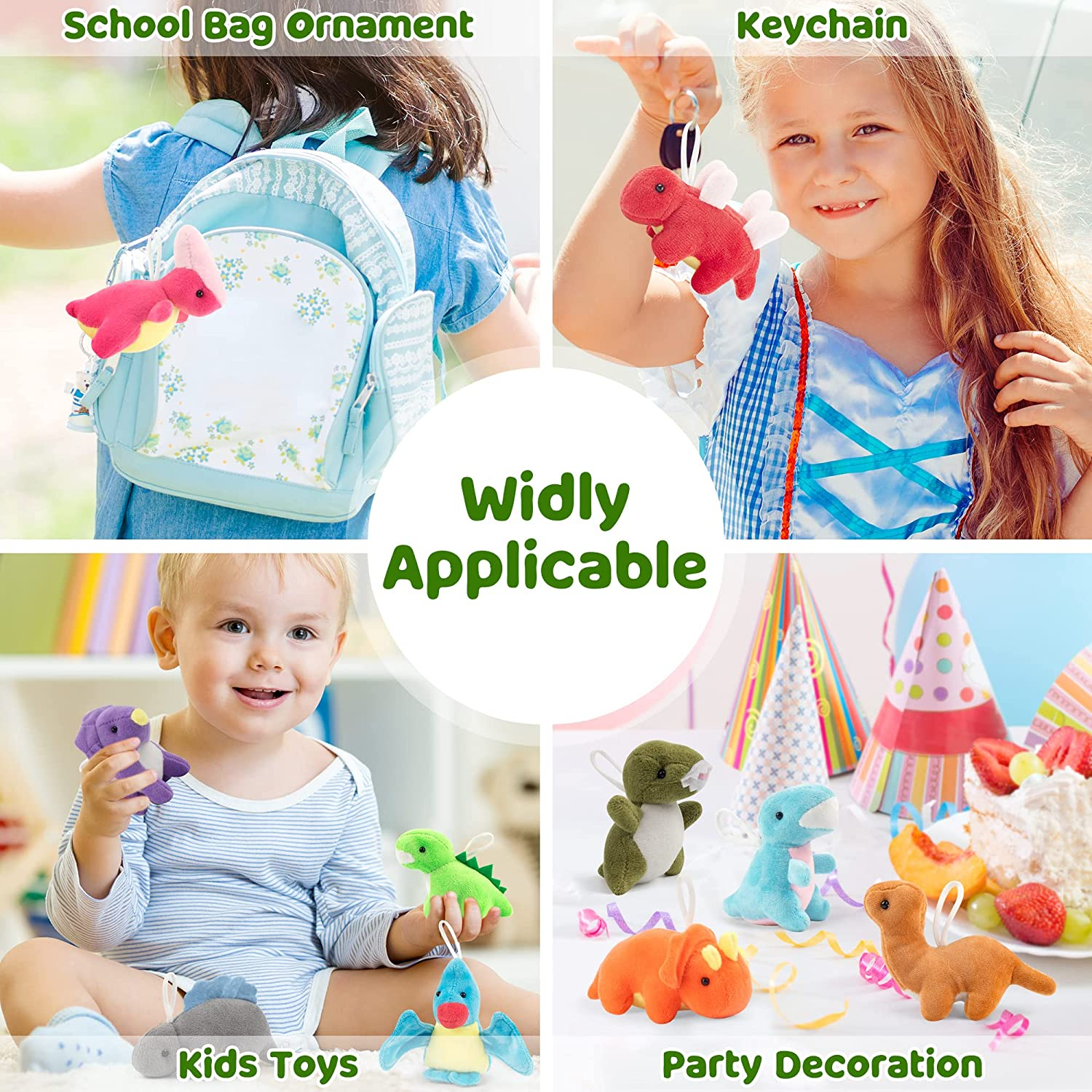 Mocoosy 12 Pack Dinosaur Plush Set, Mini Dinosaur Stuffed Animals Bulk for Kids, Dinosaur Plush Party Favors, Dino Plush Keychain for Girls Boys Dinosaur Birthday Party Favor Supplies image number 2