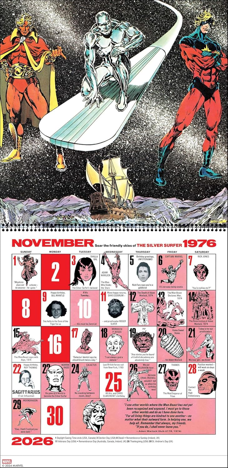 Mighty Marvel 2026 Wall Calendar: a Reissue of the 1976 Classic