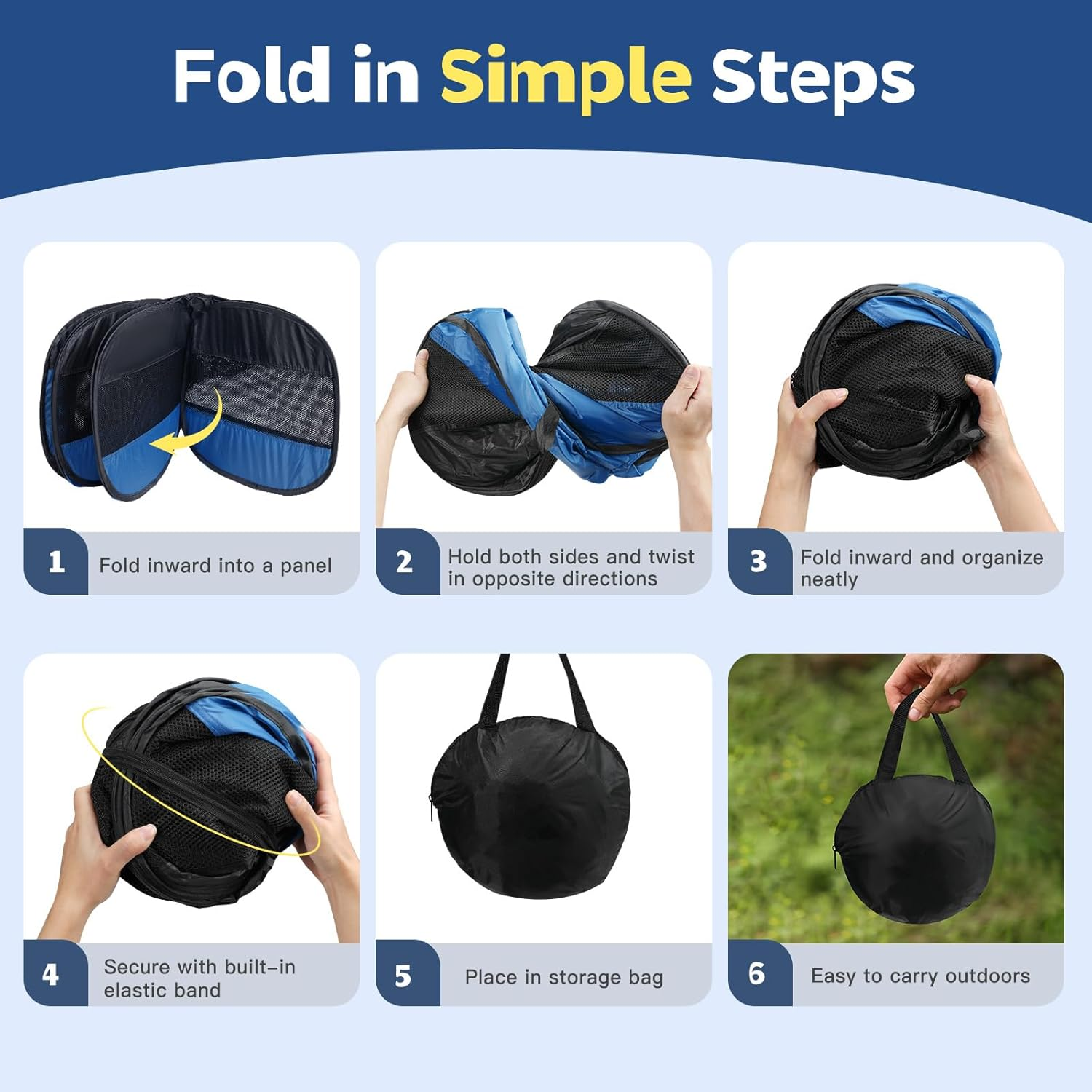 Vavopaw Pet Playpen for Small Animals, Breathable Cat Tent with Removable Zip & Waterproof Base, Portable Cat Playpen for Puppies, Rabbits, for Indoor/Outdoor, Black + Blue image number 6