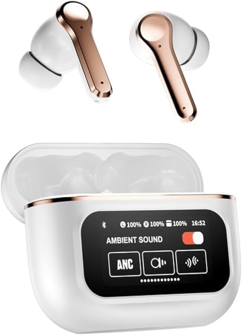 Wireless Bluetooth Headphones with Noise Cancelling Wireless Earbuds Noise Cancelling Headphones with Touchscreen In-Ear ANC Headphones with Screen Wireless Earphones In-Ear Headphones