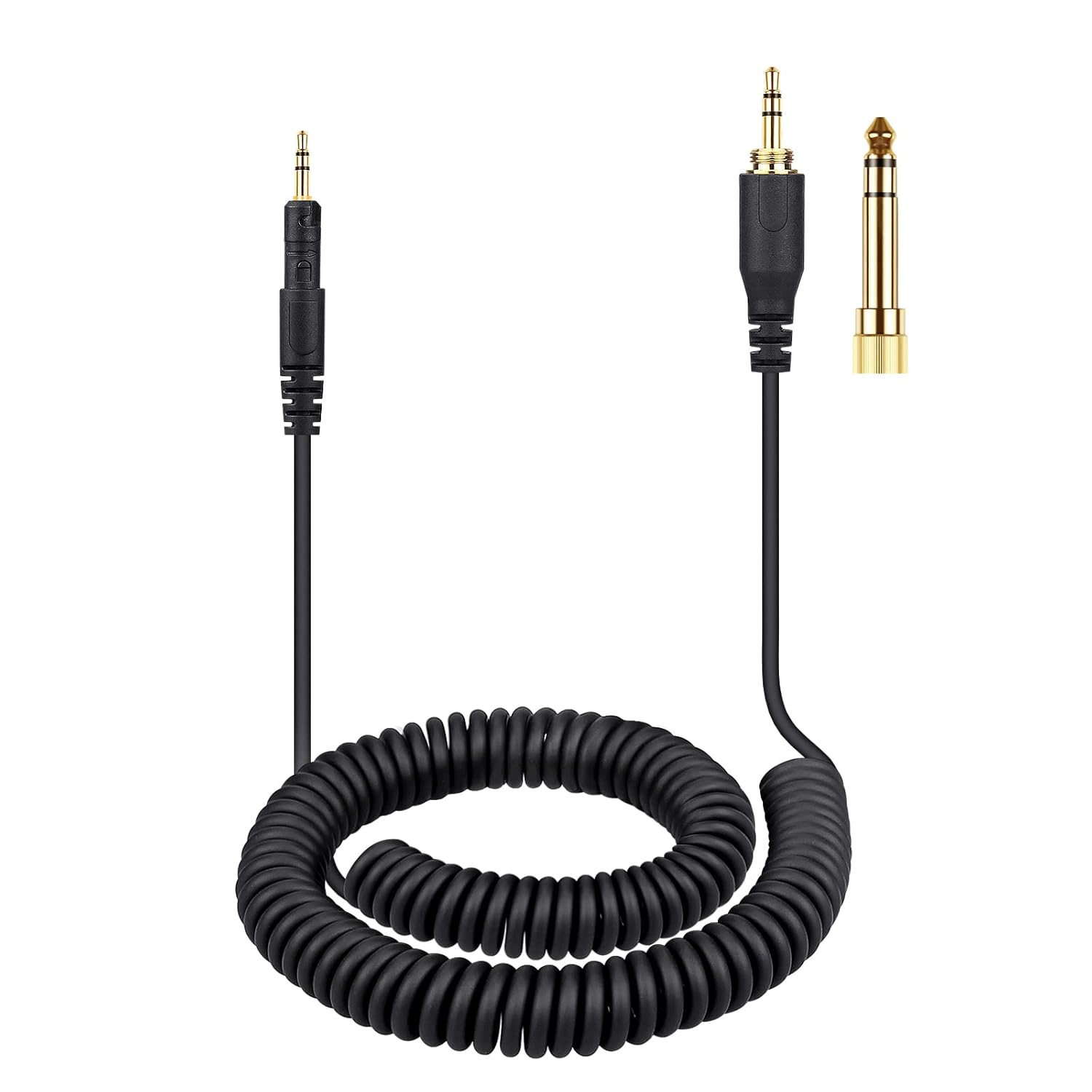 Weishan Ath-M50X Cable Coiled Aux Cord Replacement for Audio Technica M40X M70X Wired Headphones, 2.5Mm to 3.5Mm(1/8") Extension Wire with 6.35Mm(1/4") Adapter, 14Ft image number 1