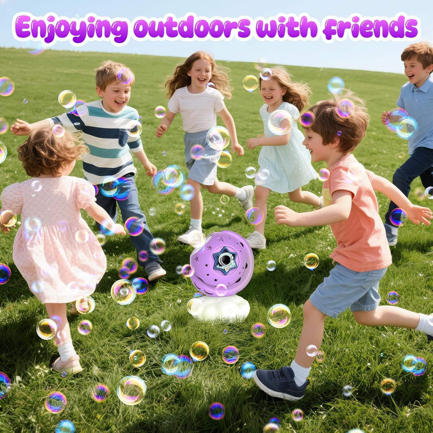 Zynexis Rechargeable Bubble Machine, Bubble Maker for Kids with Colorful LED Light, Make Large Bubbles, 600Ml Capacity - Outdoor Party Birthday Halloween Toys Gifts for Toddlers Ages 3+ Boys Girls image number 5