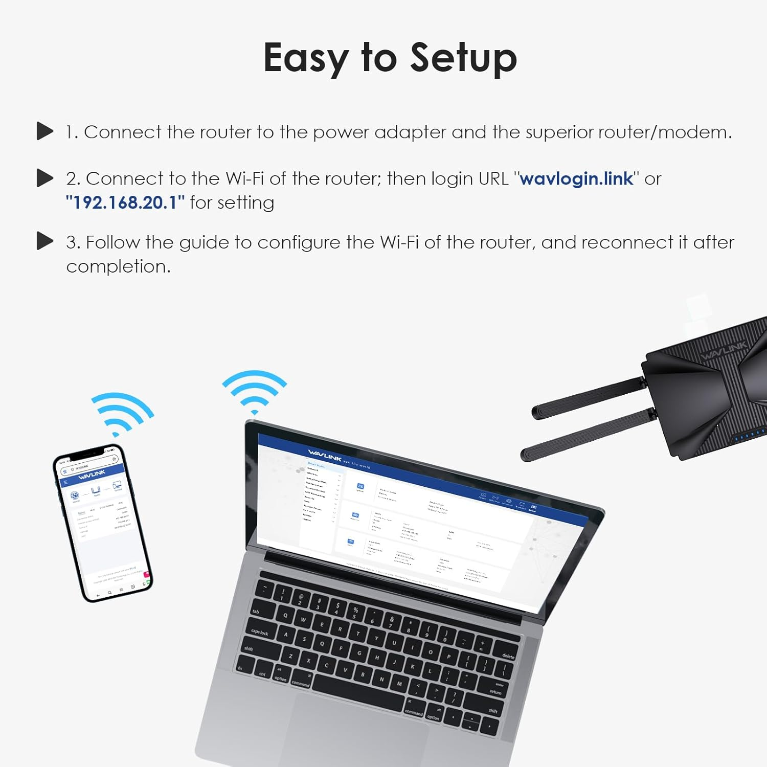 WAVLINK AX3000 Wi-Fi 6 Router, 802.11Ax Dual Band Wireless Gigabit Router for Gaming and VR, Everything Mesh & AP Mode, MU-MIMO, Beamforming,Ofdma,Wpa3,Support 160Mhz & Ipv6【Upgrated-High Performance】