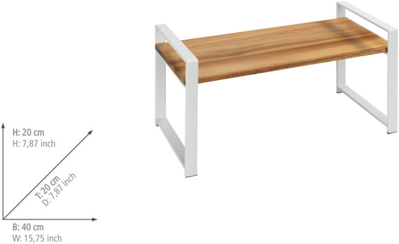 WENKO Louisa Kitchen Shelf Small Kitchen Shelf for Worktop, Acacia Wood and Metal, Creates More Storage Space in the Kitchen, 40 X 20 X 20 Cm, White image number 6