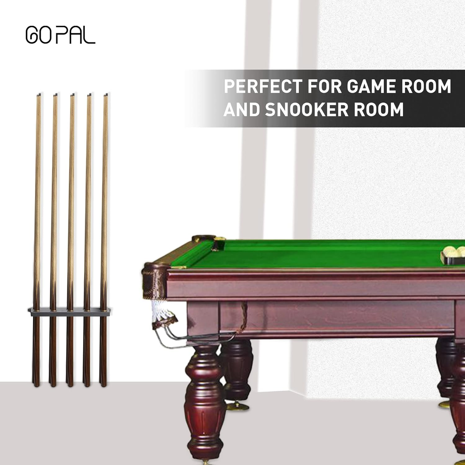 Go Pal Cues Pool Cue Rack Wall Mounted, Pool Stick Holder Billiard Cue Racks, Game Room Accessories, 1-Piece image number 2