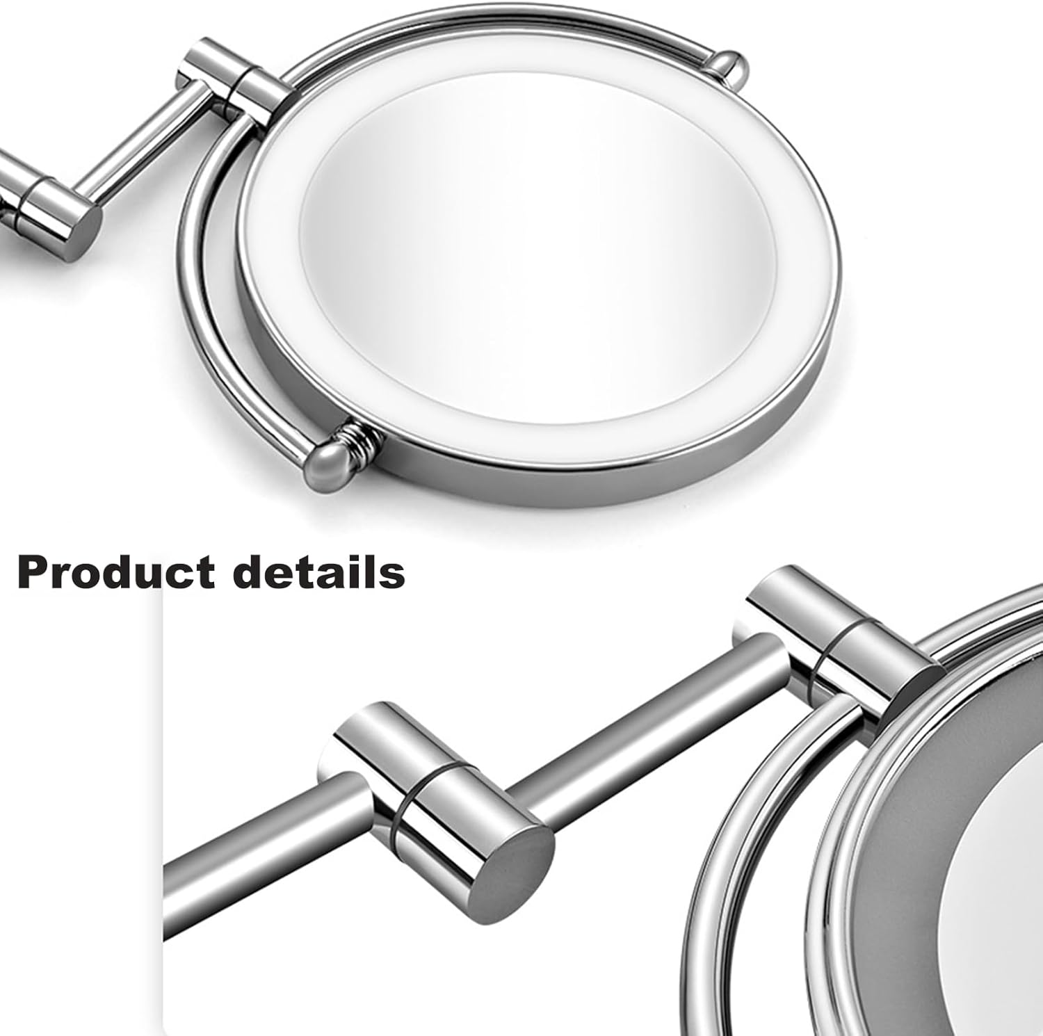 Wall Mounted Lighted Makeup Mirror, Hardwired 8" LED Double Sided Magnifying Vanity Mirror, 360&deg; Swivel Bathroom Shaving Mirror,Brushed Nickel,7X image number 4