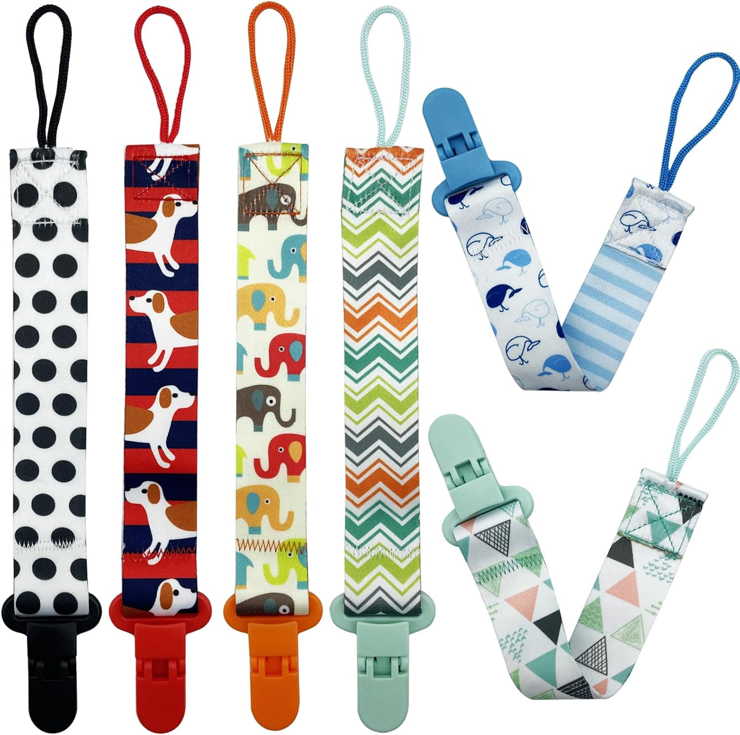 Set 6 Baby Pacifier Holder Clips - Dummy Clips Lightweight Universal Holder Leash for Boys and Girls Fits for Most Pacifiers - Protects Your Baby - Binkie Styles & Baby Teethers & Toys and Gift image number 5