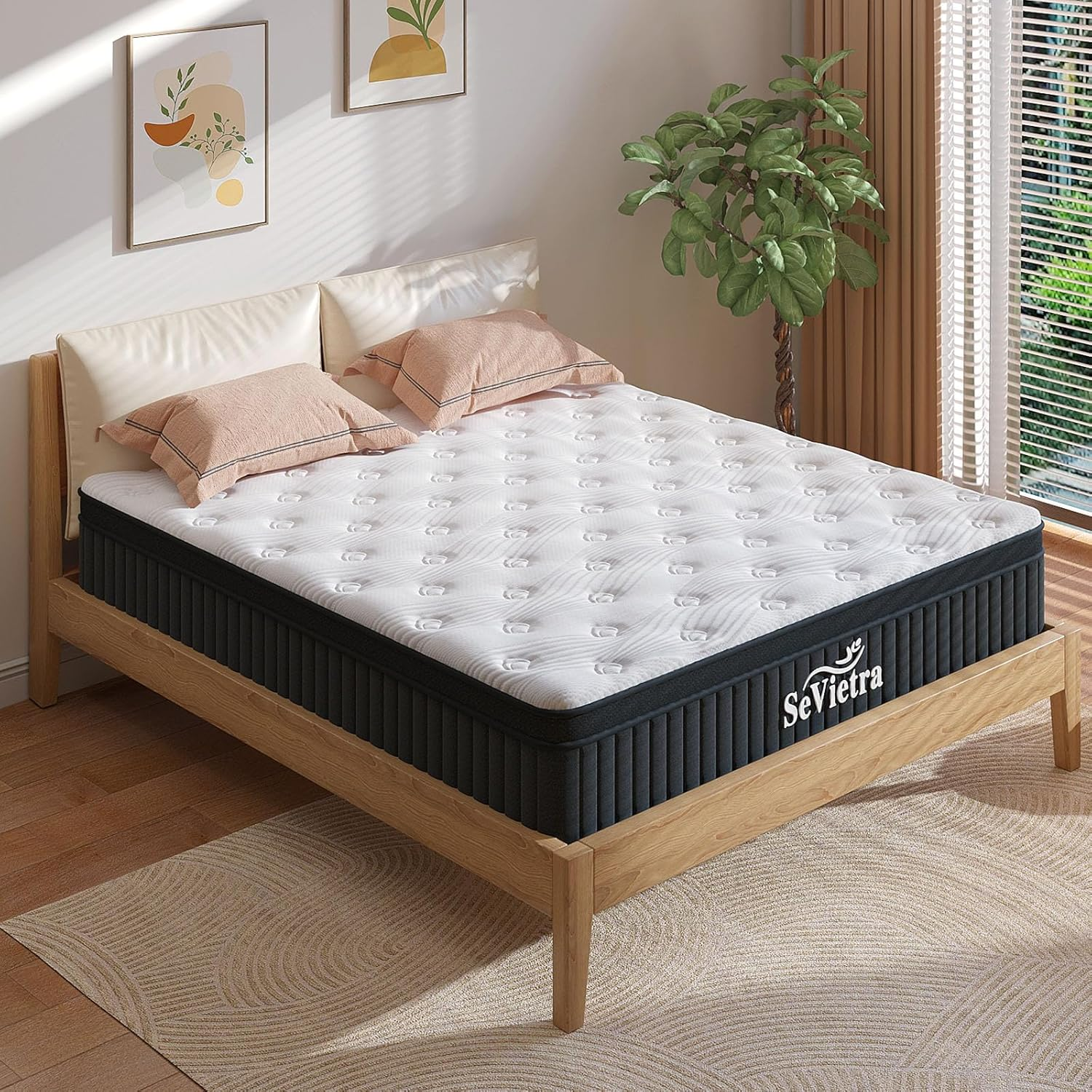 Queen Hybrid Mattress 30Cm Euro Top Medium Firm for Back & Lumbar Support, 100 Night Trial, Individual Pocket Spring Mattresses for Motion Isolation & Pressure Relief with Ergonomic Design