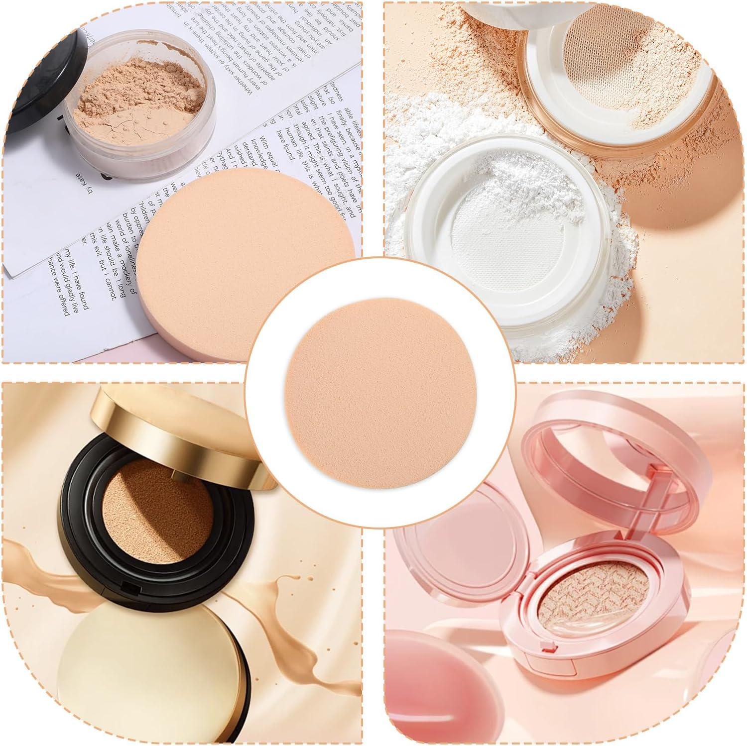 5 PCS Nude round Makeup Sponge, Flat Makeup Sponges for Foundation, Smooth Cosmetic Foundation Sponge, Beauty Powders Puff for Women Lady Professional Makeup image number 1