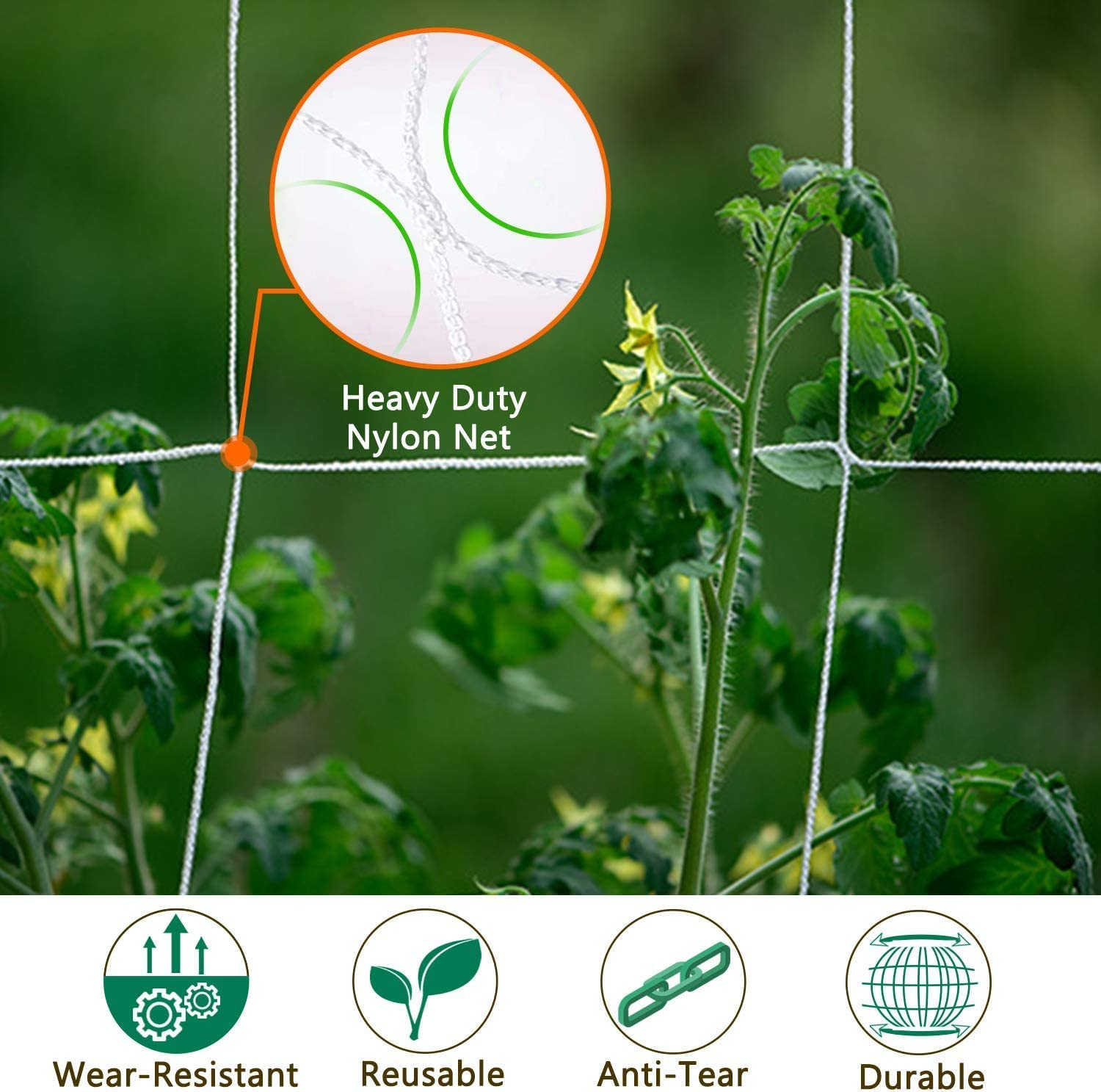 THJOPOKEEL Plant Support Netting 5X30Ft, Heavy-Duty Polyester Grow Net for Climbing Plants, Indoor & Outdoor, save Garden Space