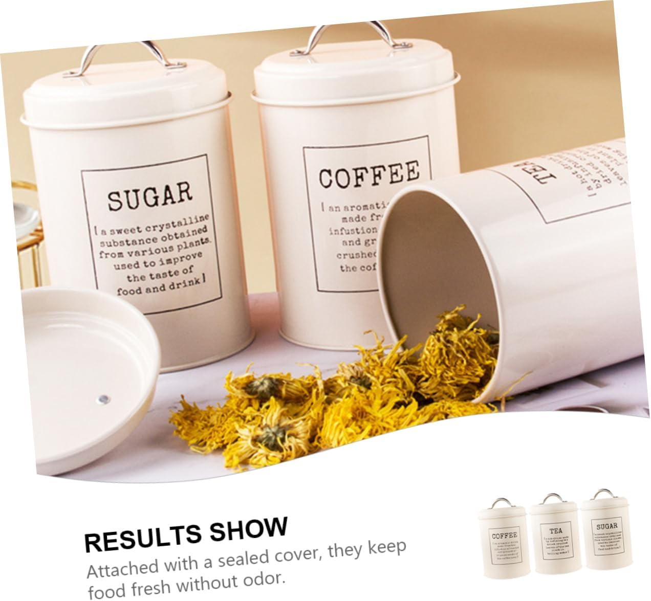 MAGICLULU Nordic Style Tea Leaf Jar and Coffee Beans Canister Set with Lid, White Ceramic Sugar Storage Container for Kitchen Organization, 3Pcs Food Storage Jars for Home and Office image number 5