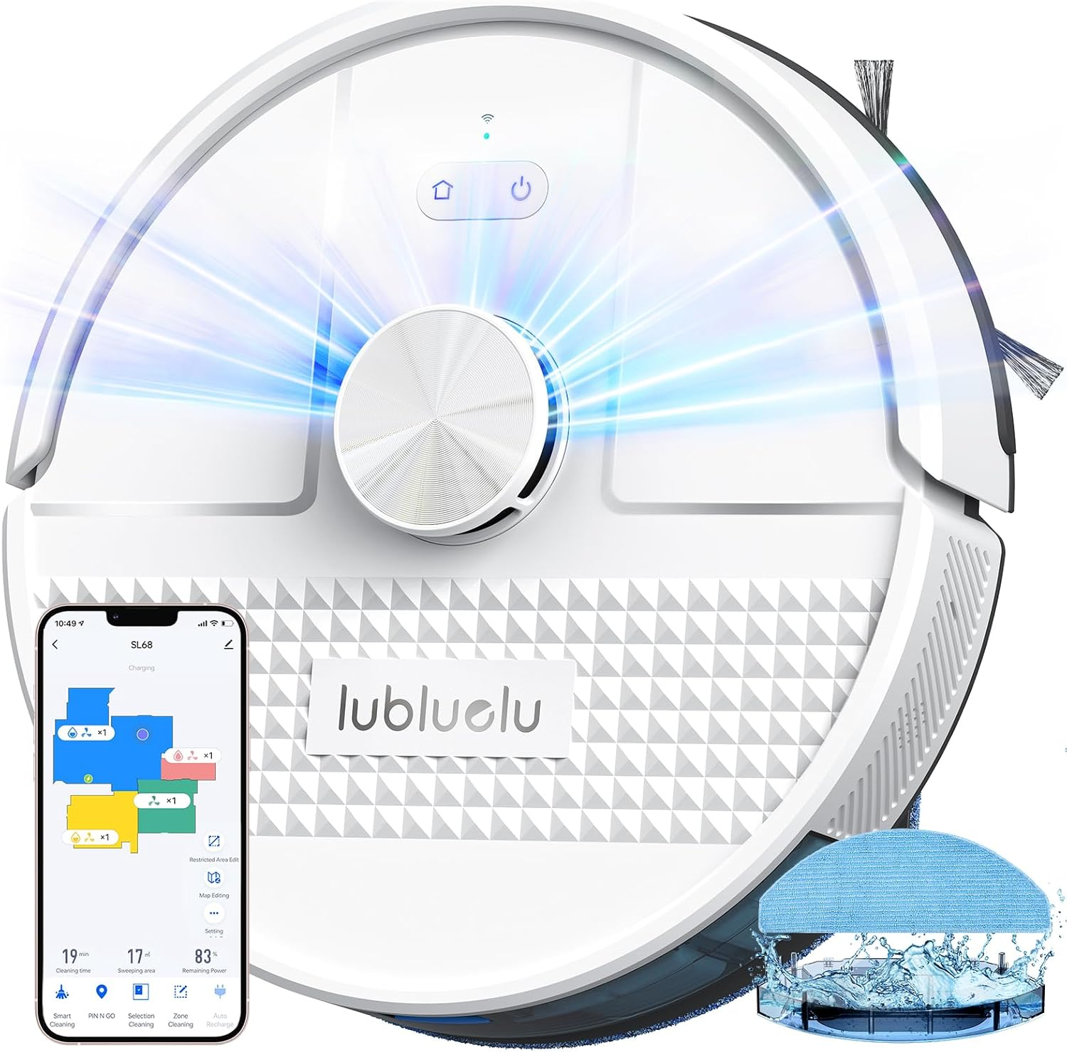 Lubluelu Robot Vacuum 4500Pa,3-In-1 Robot Vacuum and Mop,Lidar Navigation,Smart Mapping,Customized Mode,Quiet,App/Alexa,Robot Vacuum Cleaner SL68 for Hair,Hard Floor,Carpet
