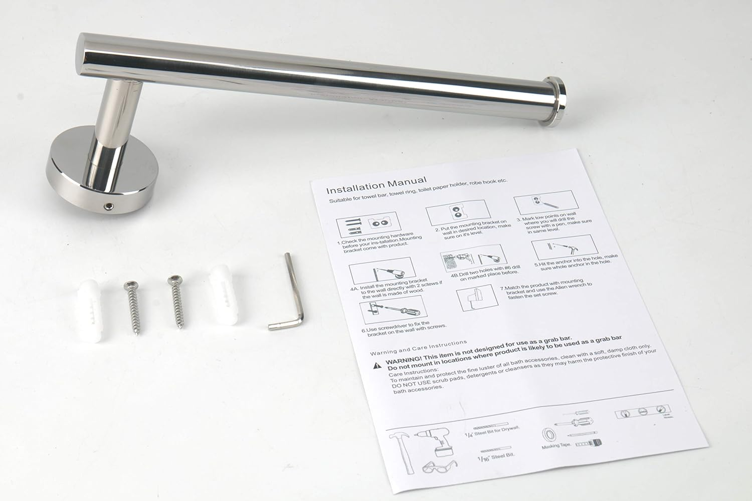 Tocten Hand Towel Holder/Towel Ring - Thicken SUS304 Stainless Steel Bathroom Hand Towel Bar, 9Inch Heavy Duty Wall Mounted Towel Rack Hanger (Polished Chrome) - Black Gold image number 4