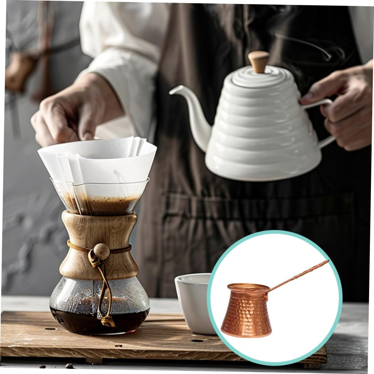 CHICAMPERA Turkish Coffee Pot 320Ml Aluminium Alloy Professional Espresso Kettle for Tea and Coffee Brewing at Home and Restaurant image number 2