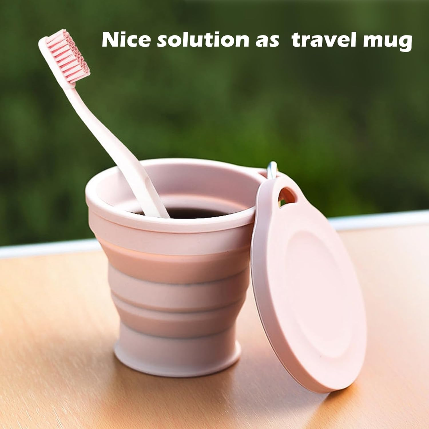 2Pcs Collapsible Cup, Silicone Folding Cup for Travel, Retractable Cup with Lid, Portable Outdoor Folding Cup image number 4
