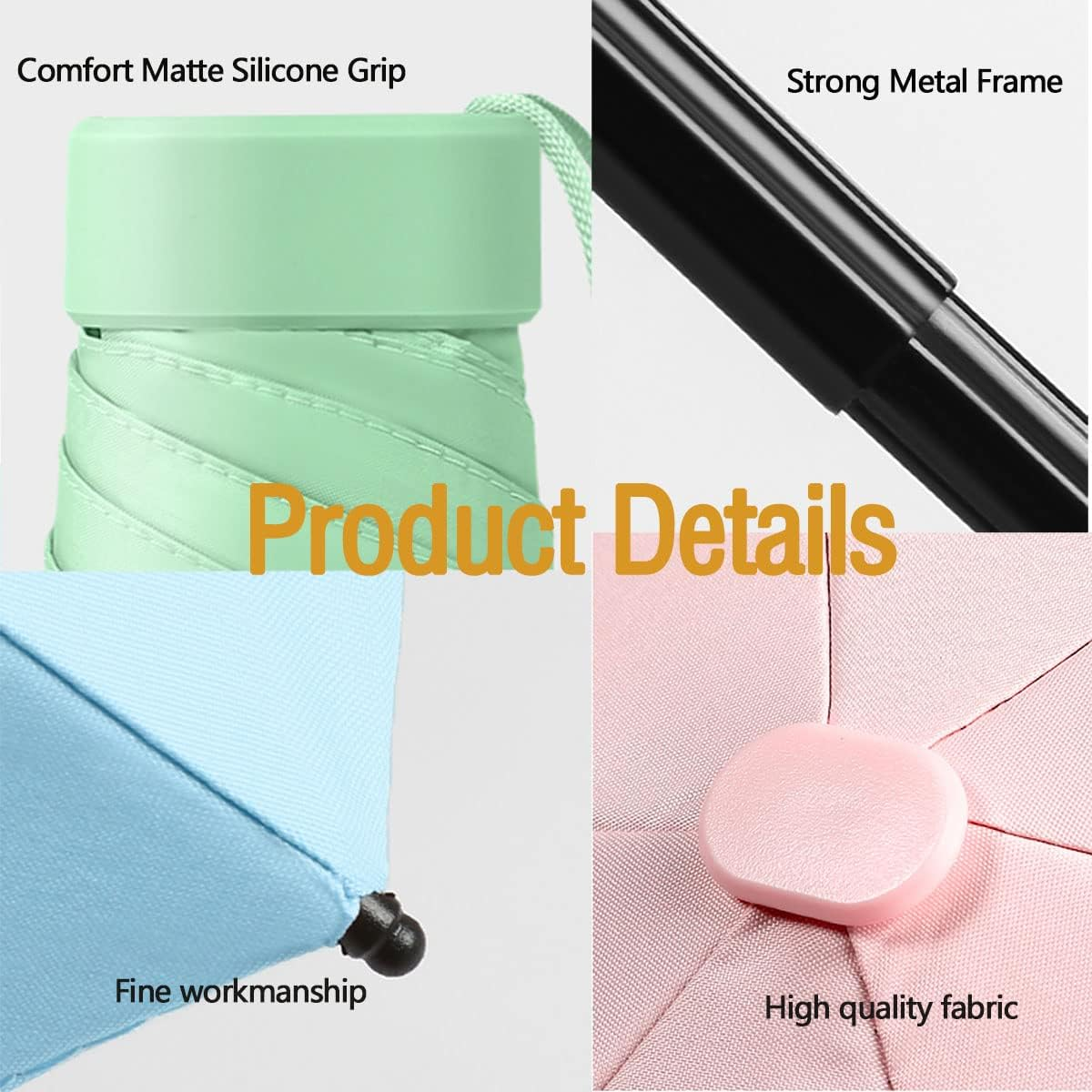 Mini Folding Windproof Travel Umbrella Cute Small Umbrella for Sun and Rain 99% UV Protection Compact Lightweight Portable for Women Men Kids Multiple Colors image number 1