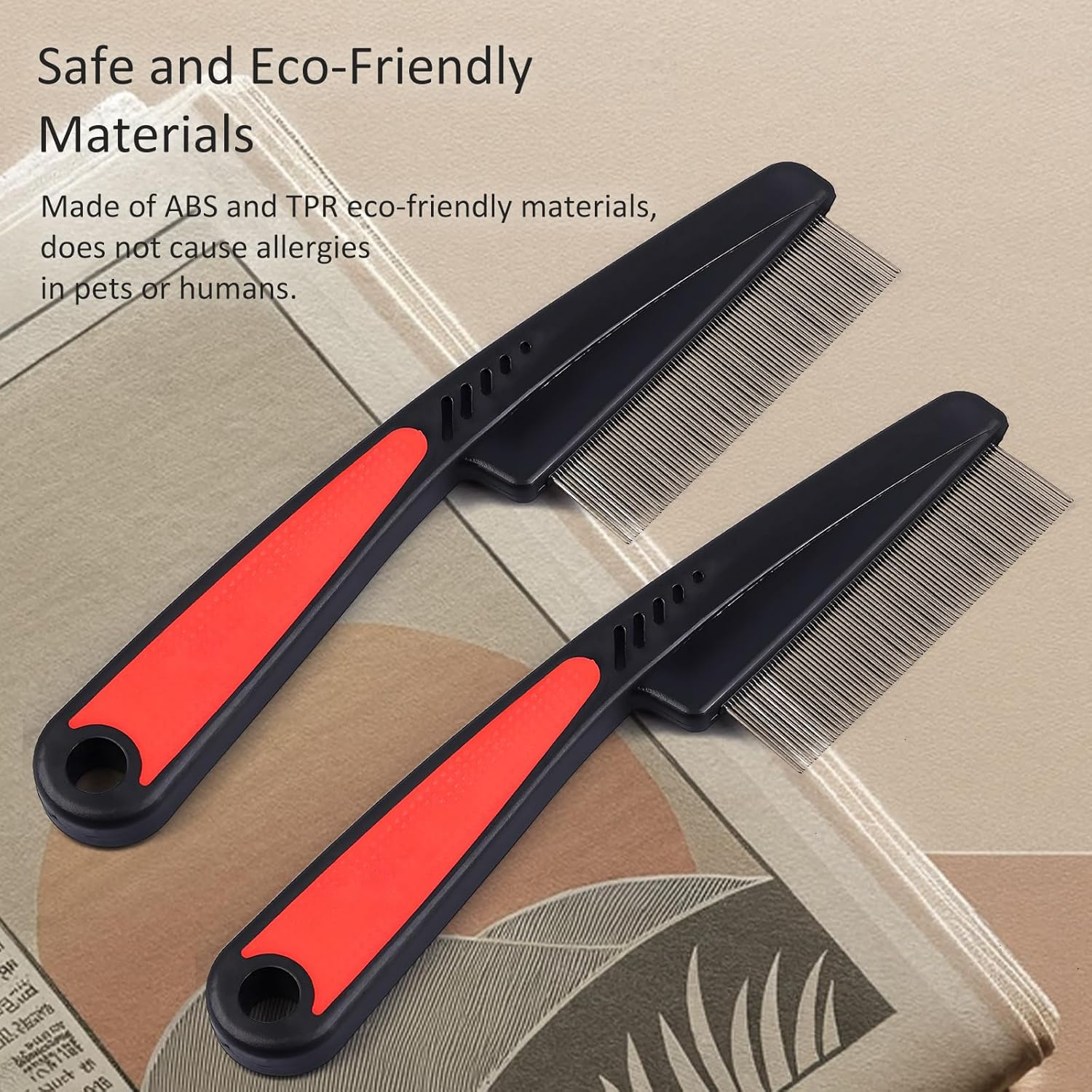 Fine-Tooth Dandruff Comb, Durable Stainless Steel Dandruff Removal, Professional Hair Styling Tool for Adults and Kids (Black+Red) image number 6