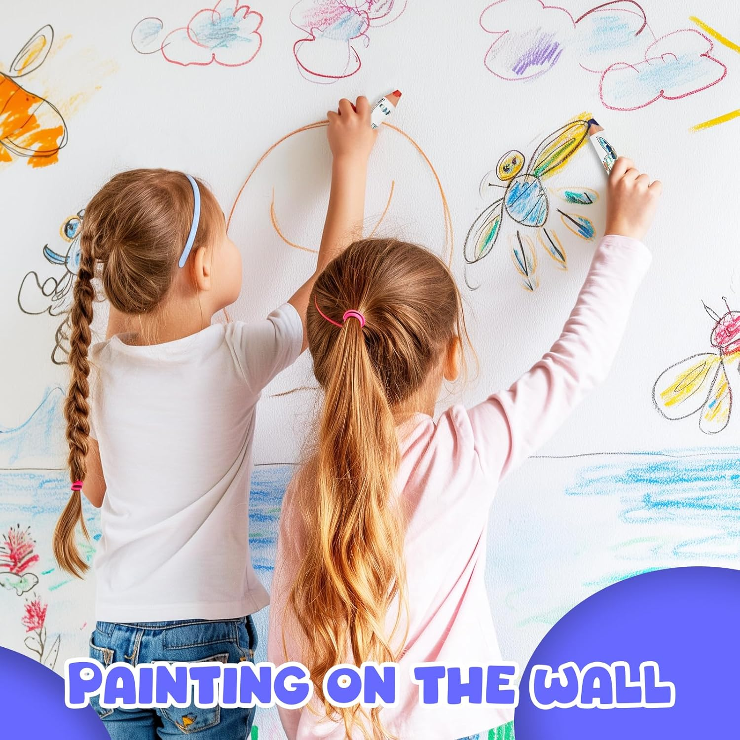 Nsxsu Wooden 3 in 1 Jumbo Crayons for Toddlers & Kids, Chunky Washable Bath Crayon, Water Soluble Thick Colored Pencils, Fat Triangular Color Pencil with Sharpener, Easy-Grip (Classic Color, 8) image number 6