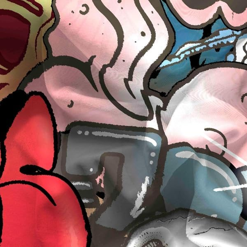 3D Street Graffiti Quilt Cover Set Bedding Set with Pillowcases, Single/Double/Queen/King Size (Single) image number 1