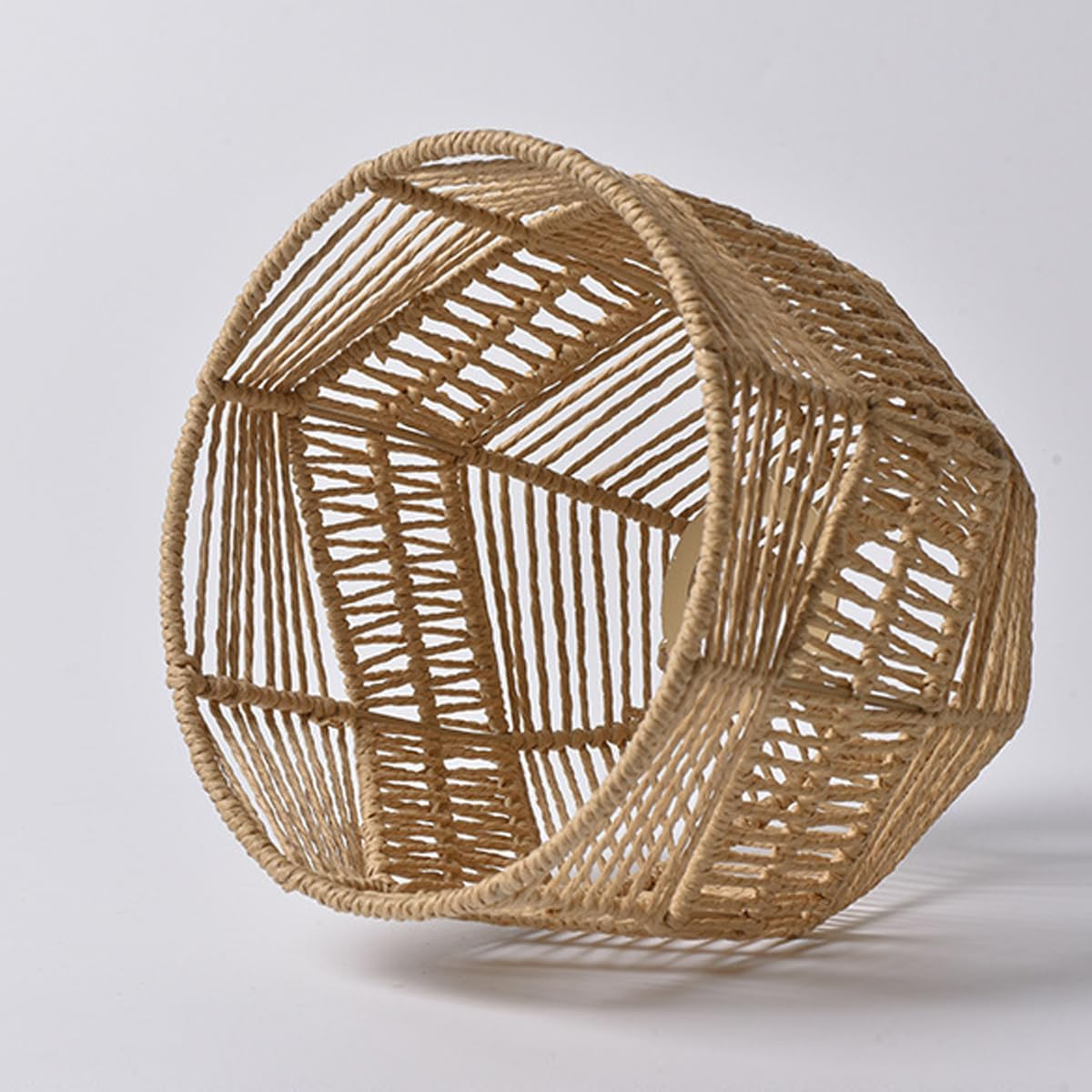 AIMALL Paper Rope Lampshade Chinese Imitation Rattan Woven Lampshade for Homestay, Restaurant, Hot Pot Shop, Creative DIY Lighting - Decorative Handmade Shade - Yellow image number 4