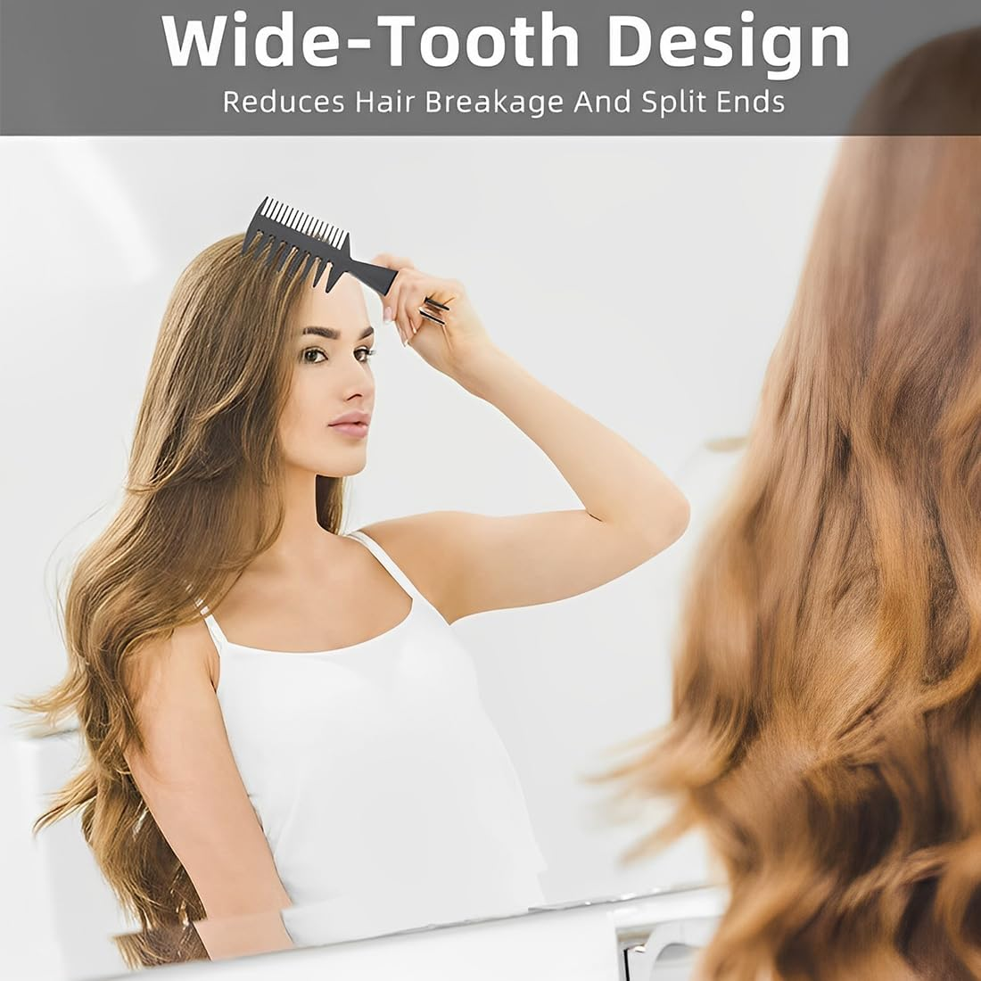 Wide Comb, 3 Pieces Professional Hairdressing Comb, Wide Tooth Comb Kit, Comb for Afro Hair, Antistatic Retro Wide Tooth Comb Hair Comb Styling Hair Combs for Curly Wet Long Hair, Black image number 1