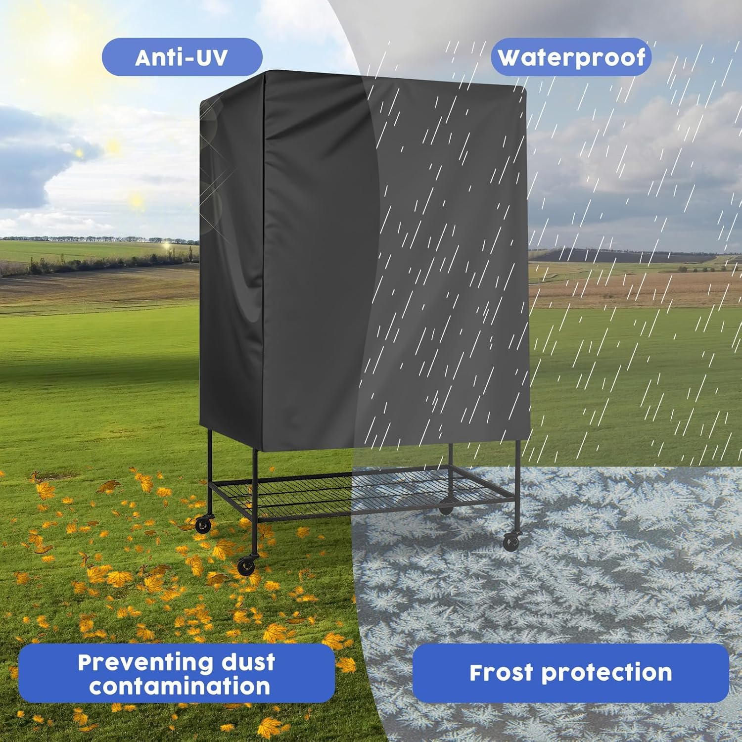 Universal Bird Cage Cover 130X96X59Cm Large Blackout Cover - Breathable Polyester Night Cover for Parrots, Parakeets & Small Birds (Black) image number 3