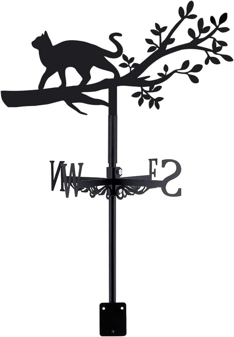 SUPERDANT Weather Vane with Cat Motif, Cat on Branches, Weathervane, Animal Weathervanes, Decorative Wind Direction Signs, Weather Vane for Farmhouse, Garden, Roof Decoration, Outdoor image number 1