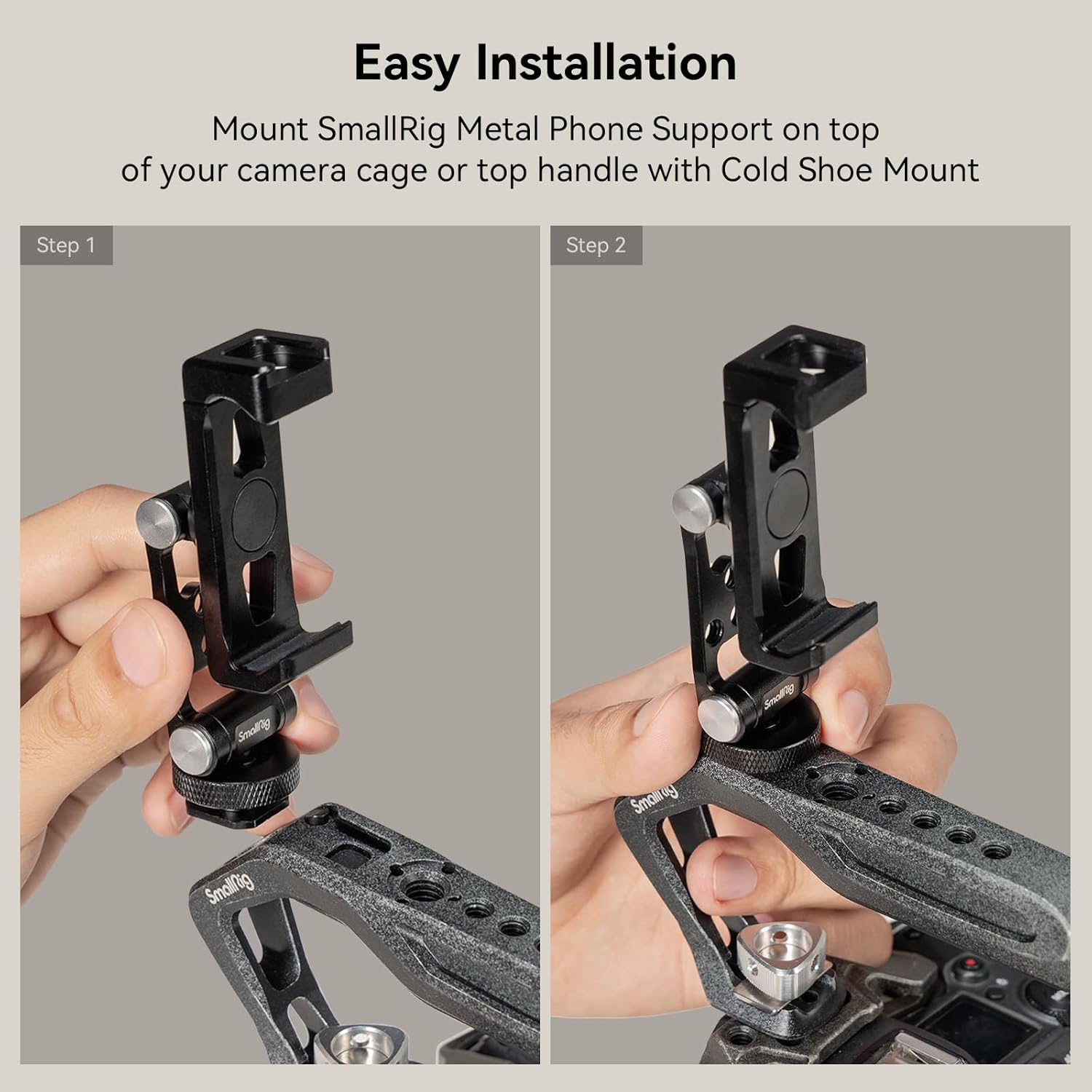 Smallrig Metal Phone Support with Cold Shoe Mount, Universal Cell Phone Mount Adapter Support Free Adjustment Joints,Phone Tripod Mount for Iphone 15/14, for Samsung Galaxy and Other Phones - 4382 image number 4