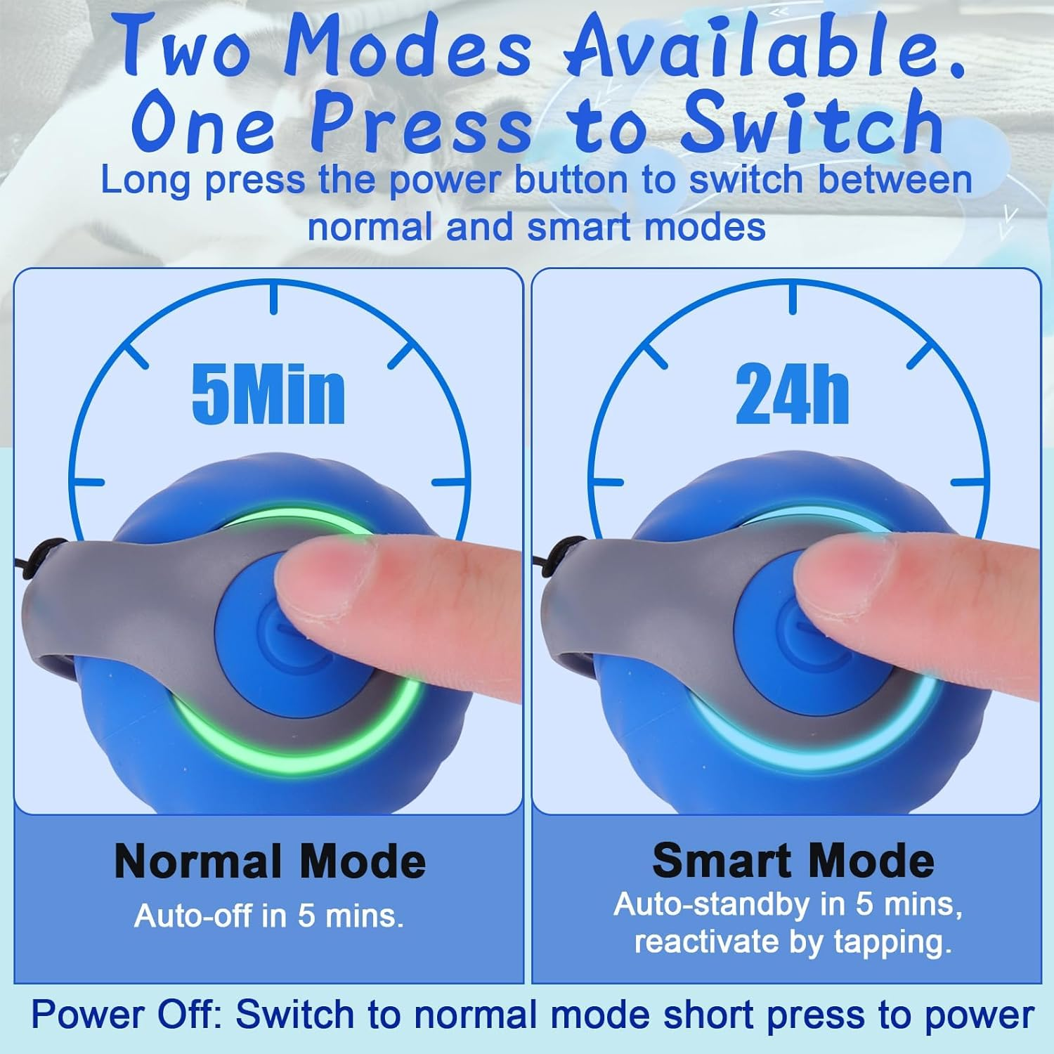 Interactive Cat Toy Ball - Automatic Interactive Cat Toys for Indoor Cats with 3 Tails, 2 Speeds Rechargeable Cats Enrichment Dog Toys Balls for Small/Medium/Large to Keep Them Busy, Orange (Blue) image number 3