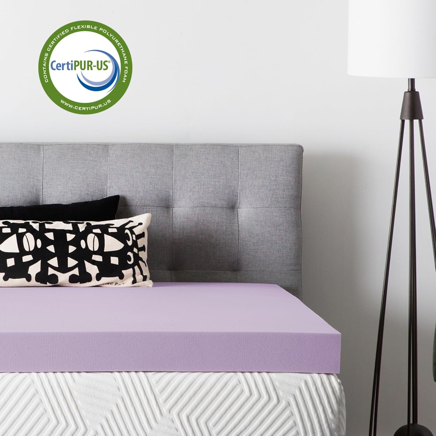 LUCID 4 Inch Lavender Infused Memory Foam Mattress Topper - Ventilated Design - Queen Size image number 1