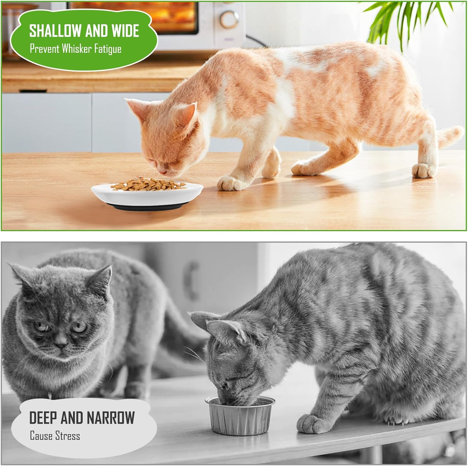 Ceramic Cat Bowl, Set of 3, Cat Bowl Set, Bowl with Non-Slip Rubber Base, Relieves Whisker Fatigue, Feeding Bowl for Cats and Small Animals image number 6