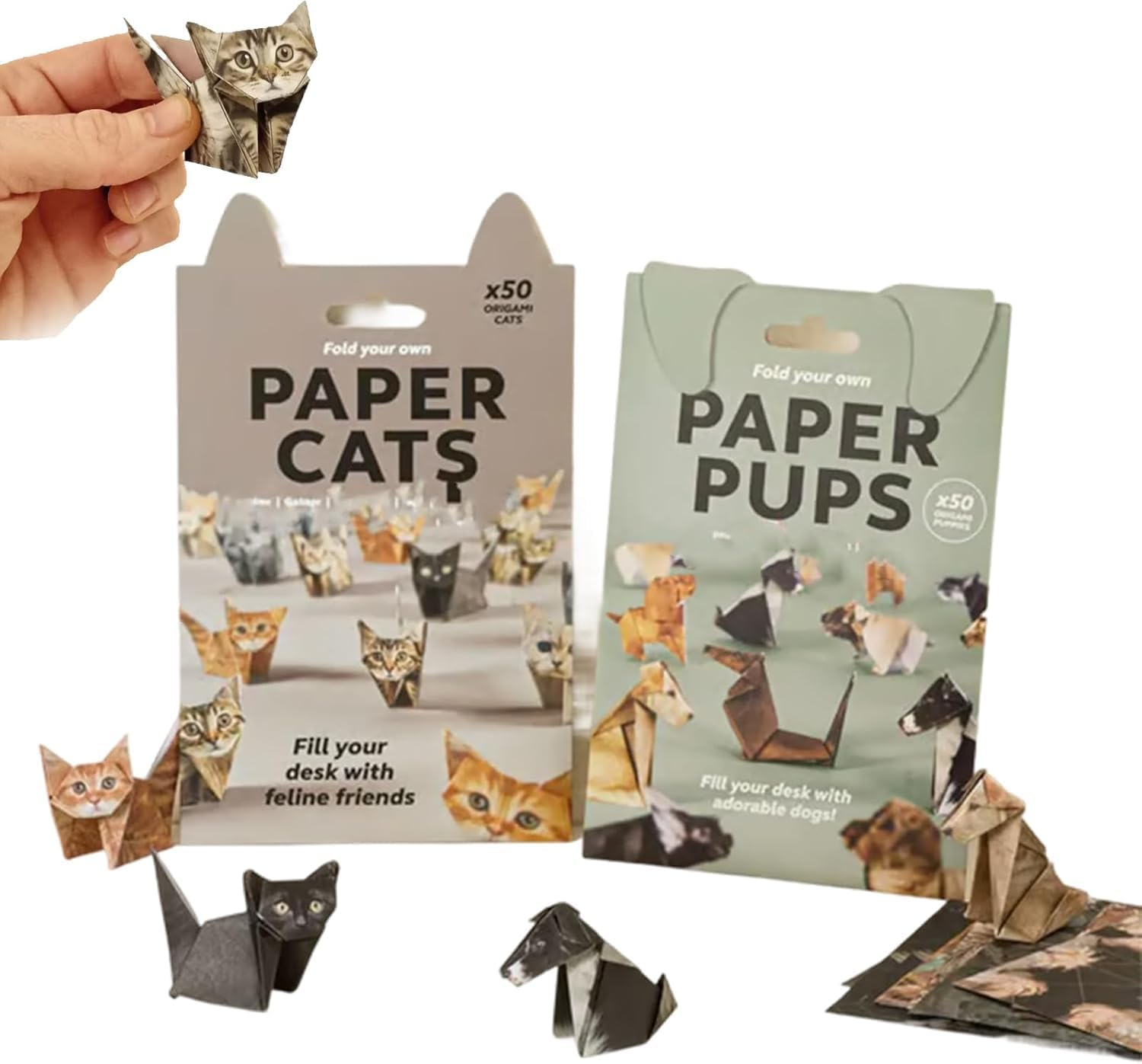 DIY Paper Cats, 50 Pcs DIY Origami Paper to Fold Cute Cat Figures, Fun Craft Activity for Adults & Kids, Desk Decoration & for Cat Lovers