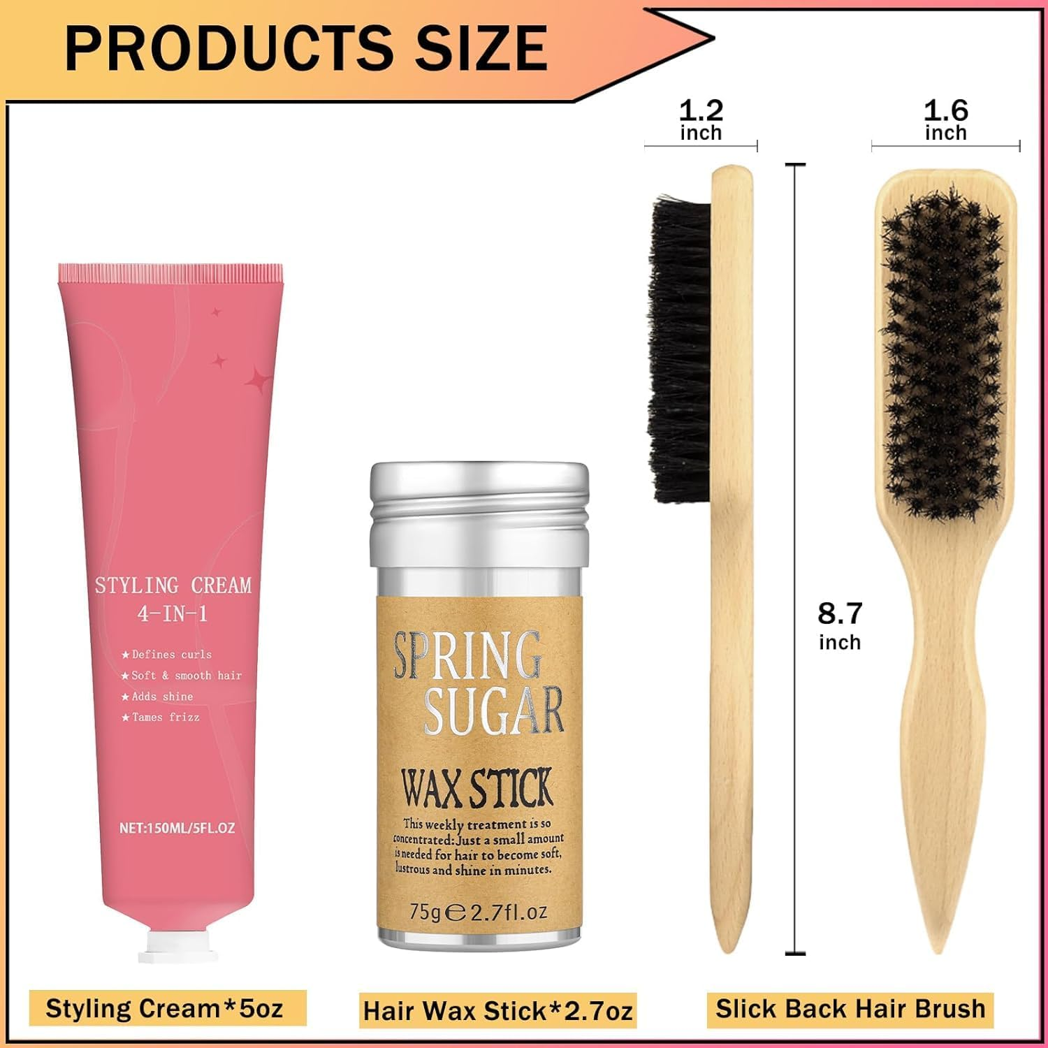 Hair Wax Stick for Flyaways Edge Control Slick, Boar Bristle Hair Brush - Styling Cream for Hair, Dance Recital Must-Have for Women Dancers image number 6