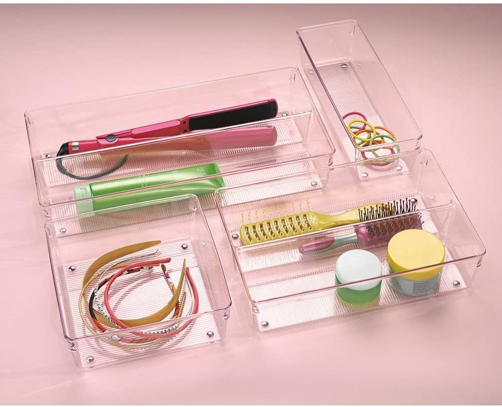 Interdesign Linus Kitchen Drawer Organizer for Silverware, Spatulas, Gadgets - 8" X 8" X 3", Clear image number 5