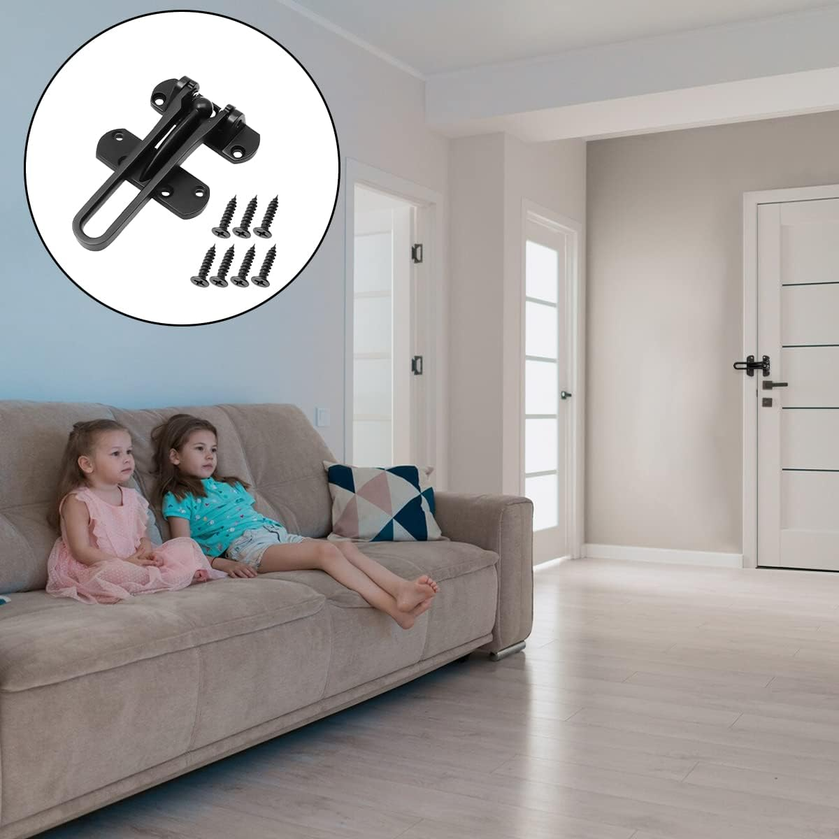 BEZANU Door Lock Latch, Black Heavy Duty Security Door Guard Lock for Home Hotel Hardware image number 6