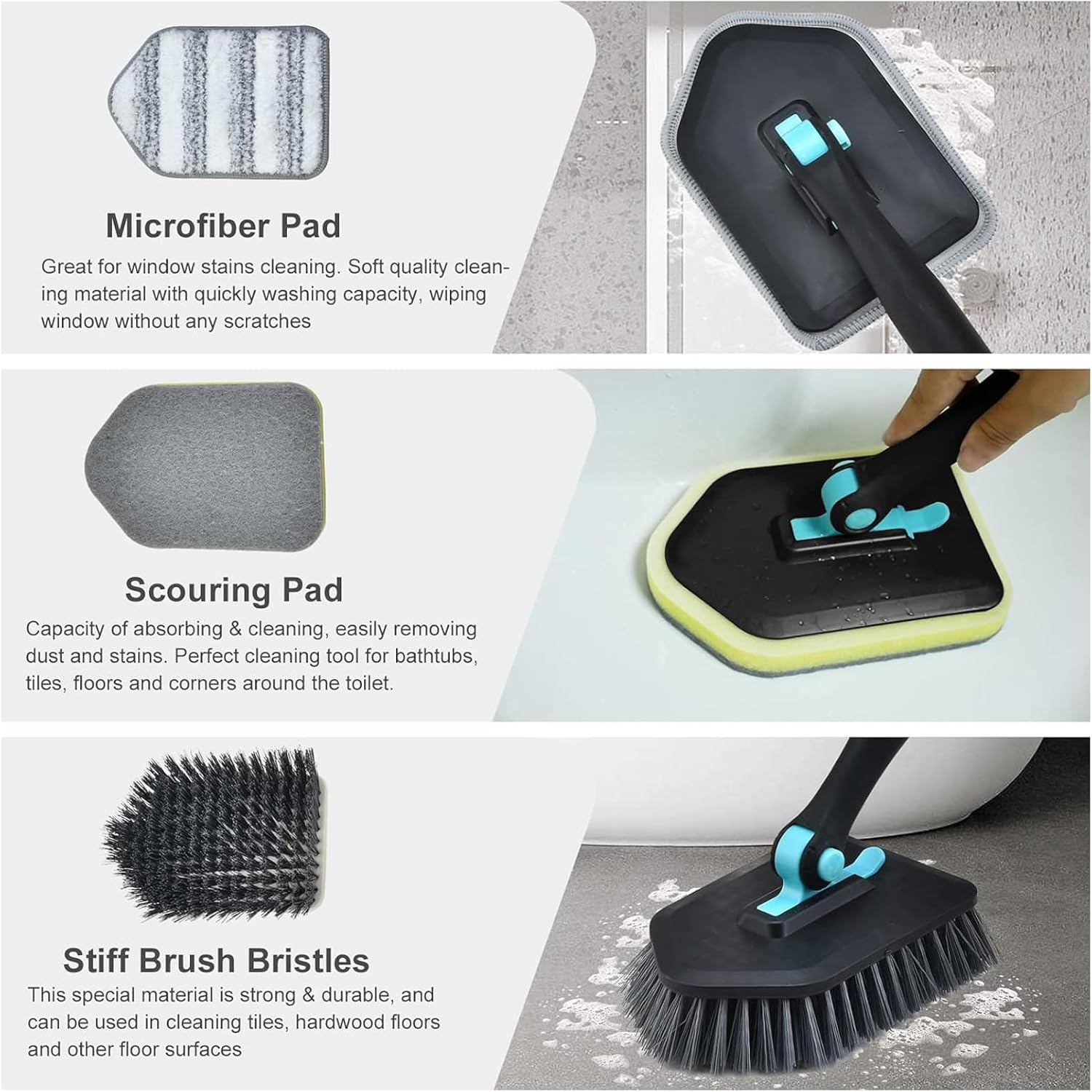 Woobroo Shower Cleaning Brush, Black, 10623 Cm