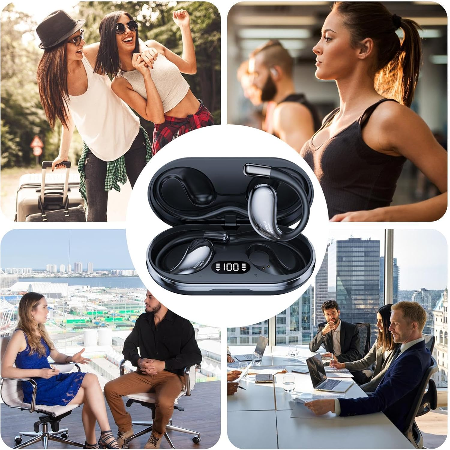 Ai Language Translator Earbuds,3 In1 Real Time Translation Earbuds,Wireless Bluetooths Translation Earbuds with 144 Languages and Accents,Ear Hook Design,Fit Ios Androids,For Travel Business Learning