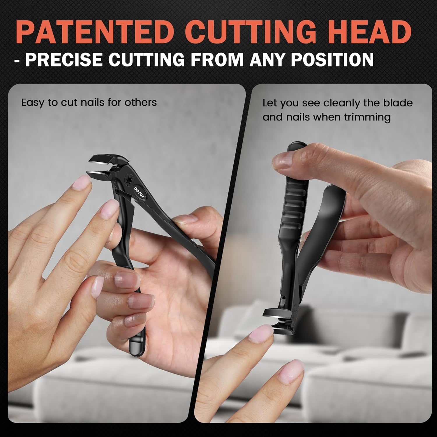 BEZOX Toenail Clippers for Seniors &ndash; Upgraded Long Handled Curved Head Toe Nail Clippers for Thick Nails for Elderly - Black image number 1