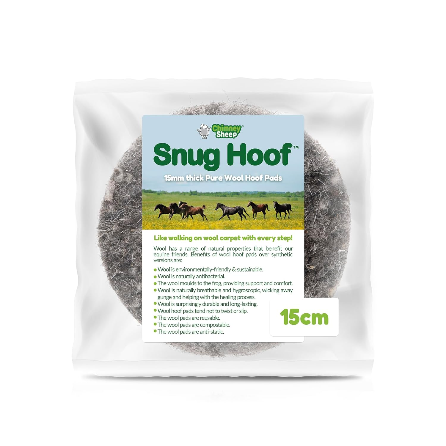 15Cm Pure Wool Snug Hoof Hoof Pads for Horse Boots image number 2