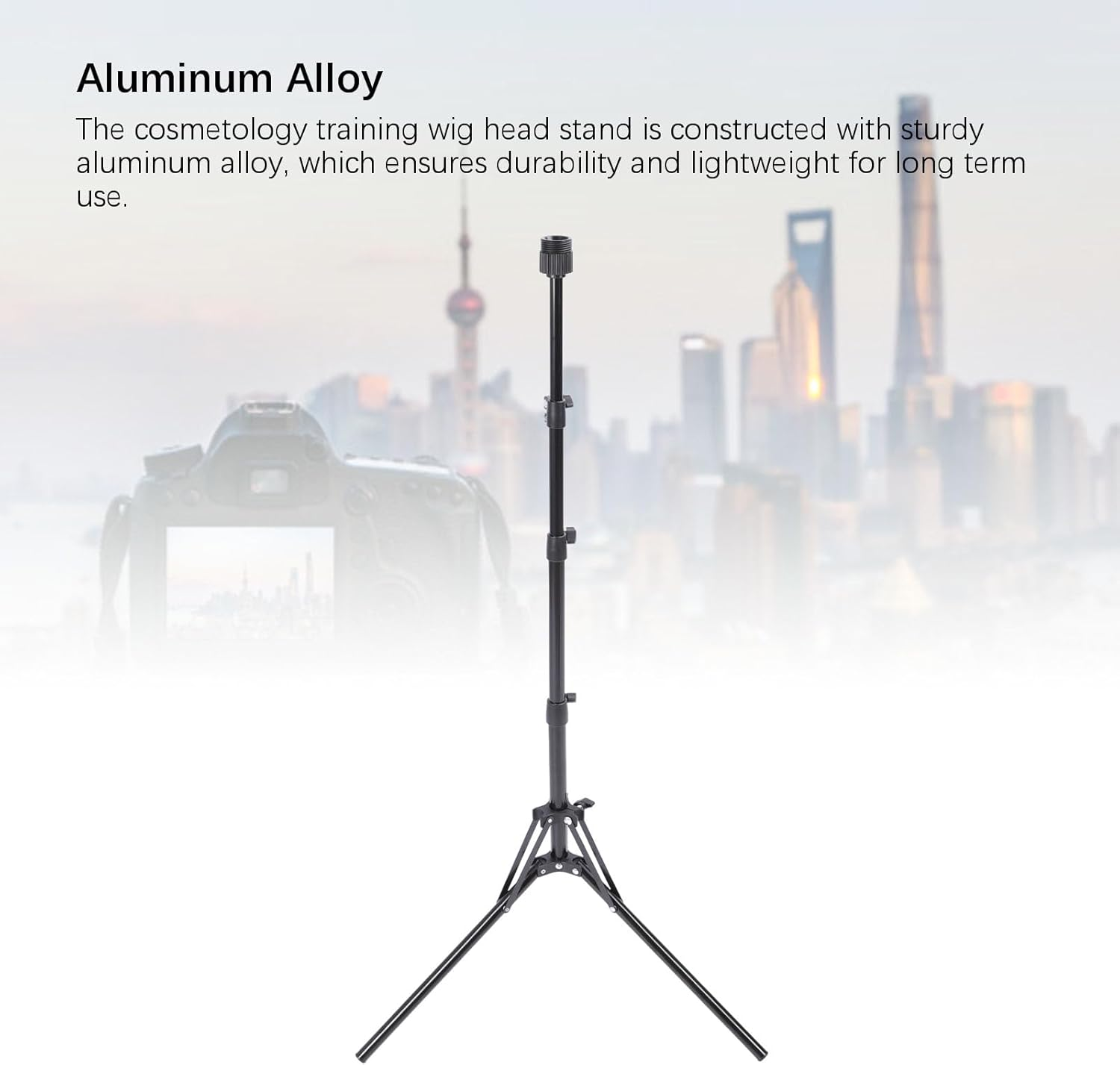 Reinforced Wig Stand, Wig Head Stand, Tripod Aluminum Alloy Adjustable Height Portable Mannequin Head Stand Holder for Cosmetology Hairdressing Training image number 5